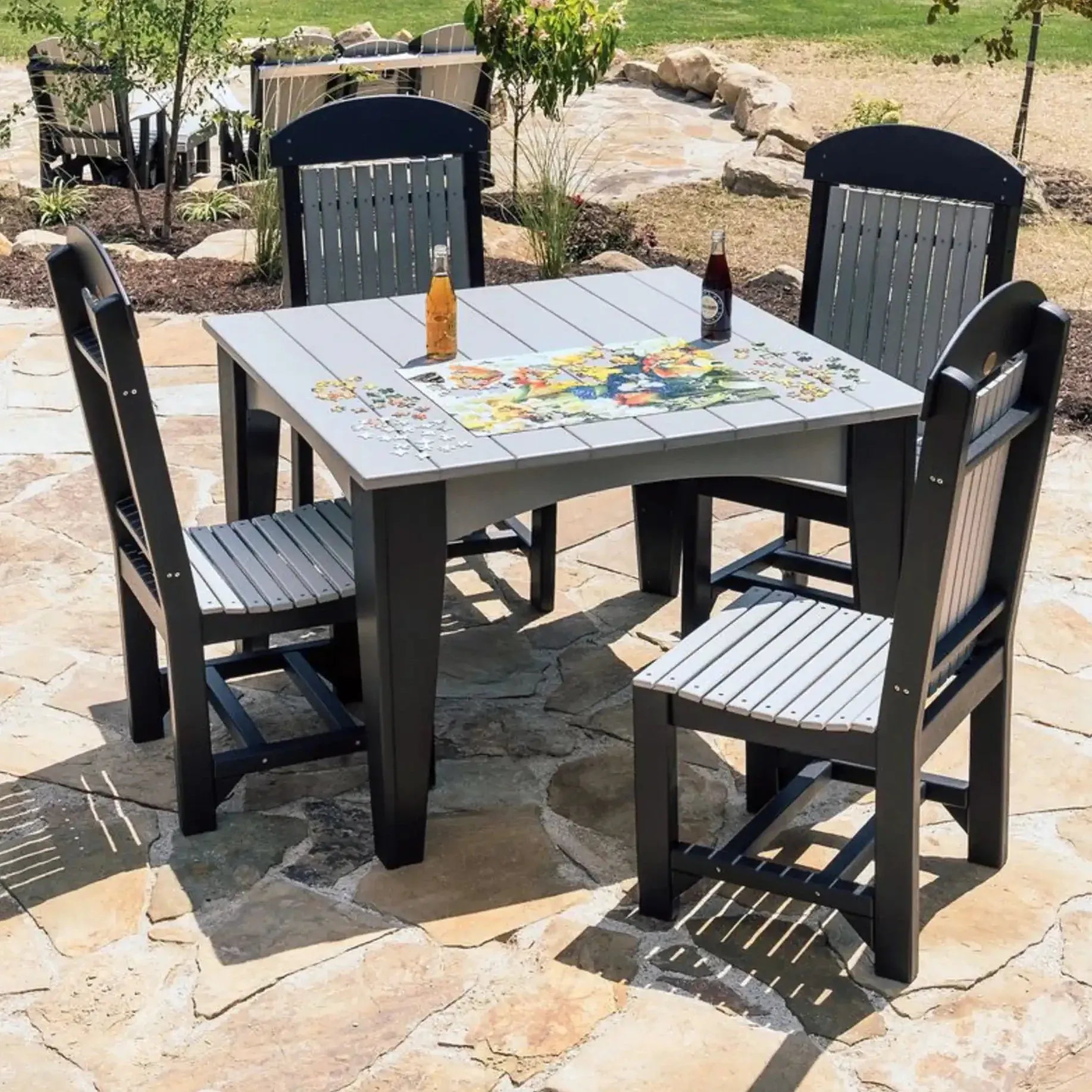 Island Dining Table in Dove Gray & Black