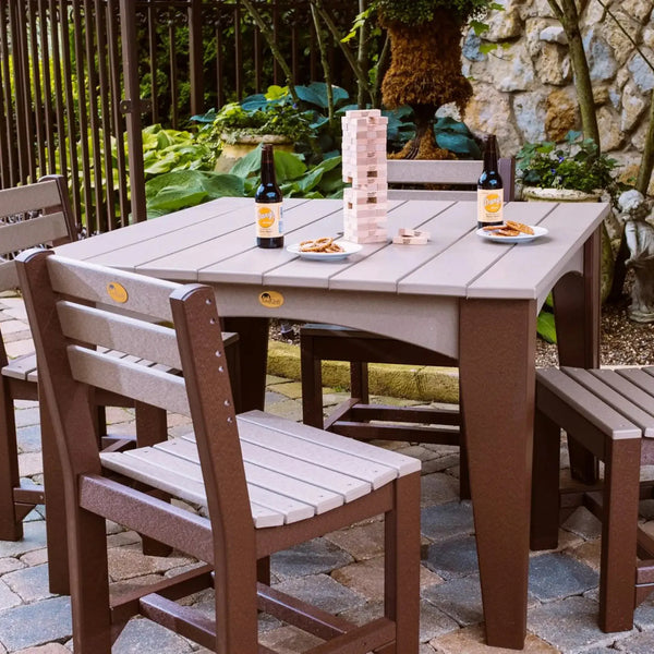 Island Dining Table in Weatherwood & Chestnut Brown