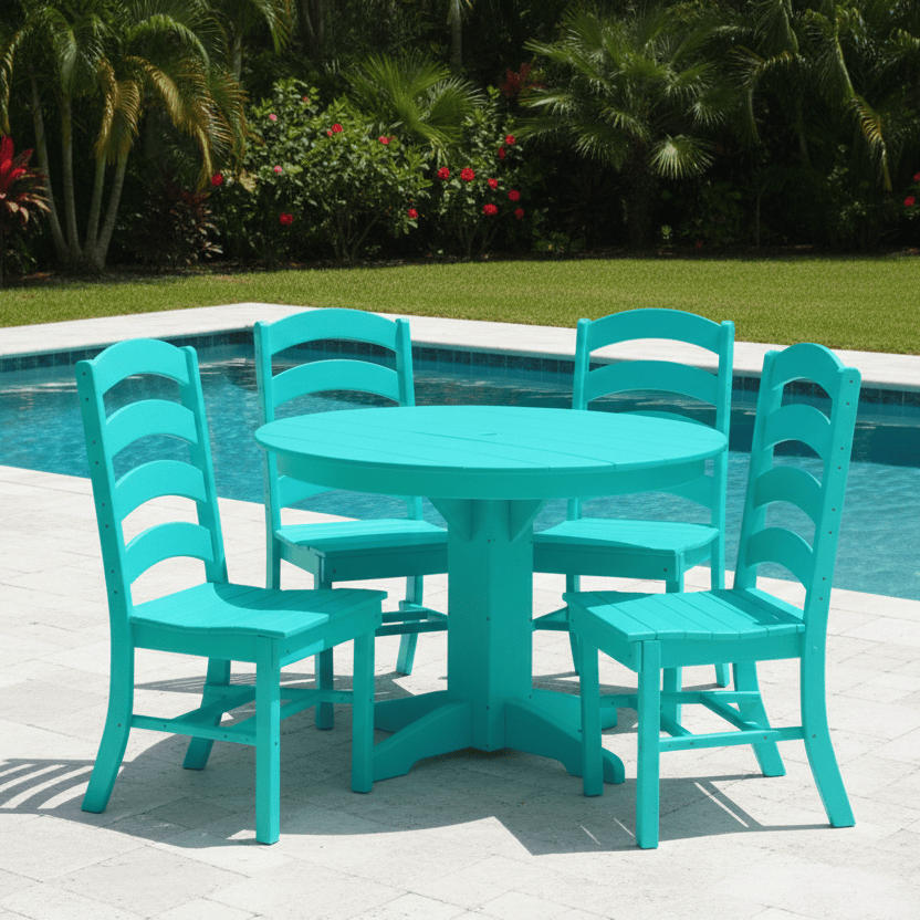 Keystone Amish Co. Josie 5-Piece Poly Outdoor Dining Set with Round Ta