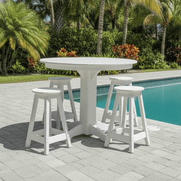 Keystone Amish Co. Poly Composite Sierra 5-Piece Counter Height Dining Set with Round Table