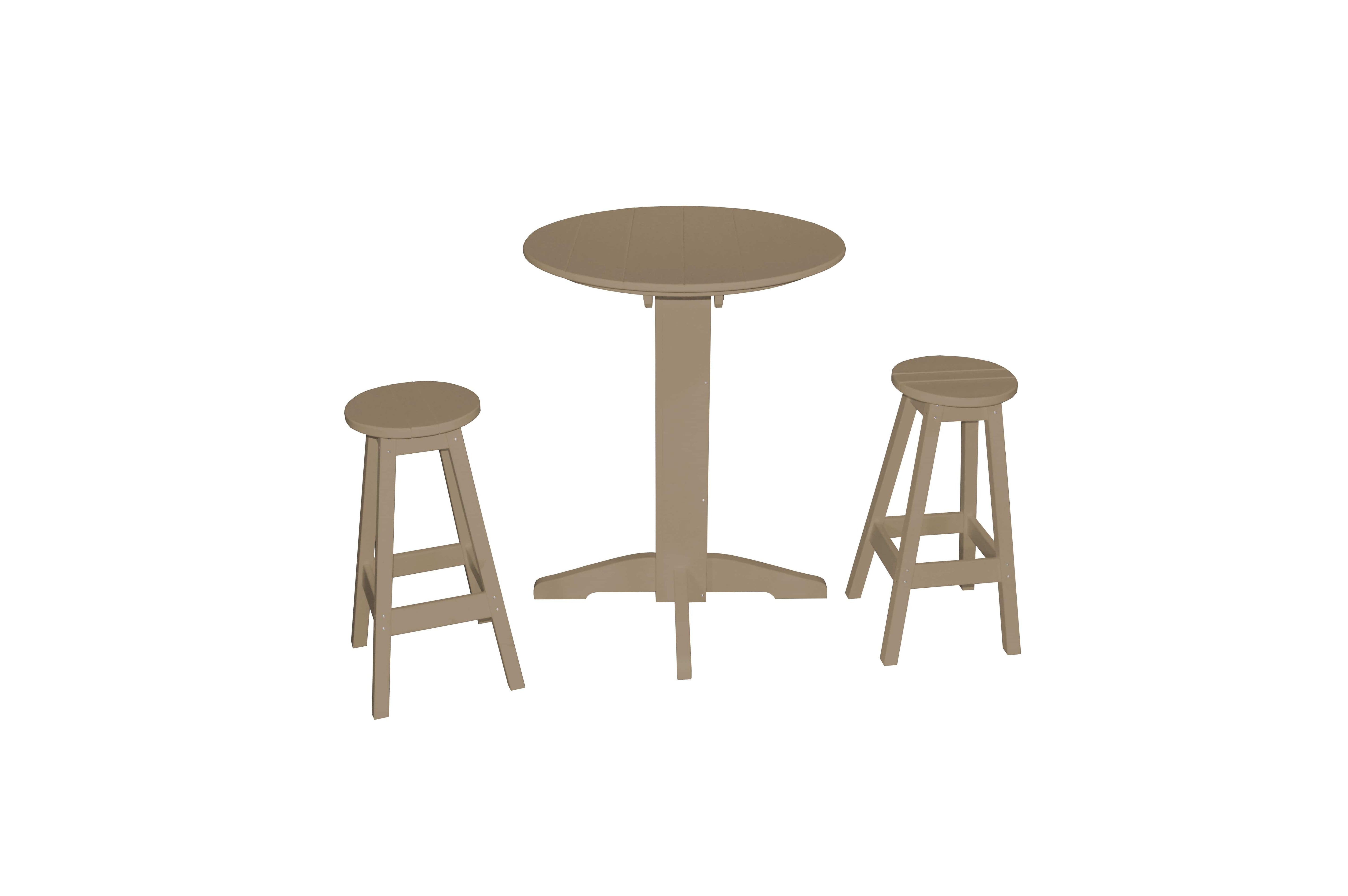 Keystone Amish Co. Sierra 2 Person Poly Round Bar Dining Set