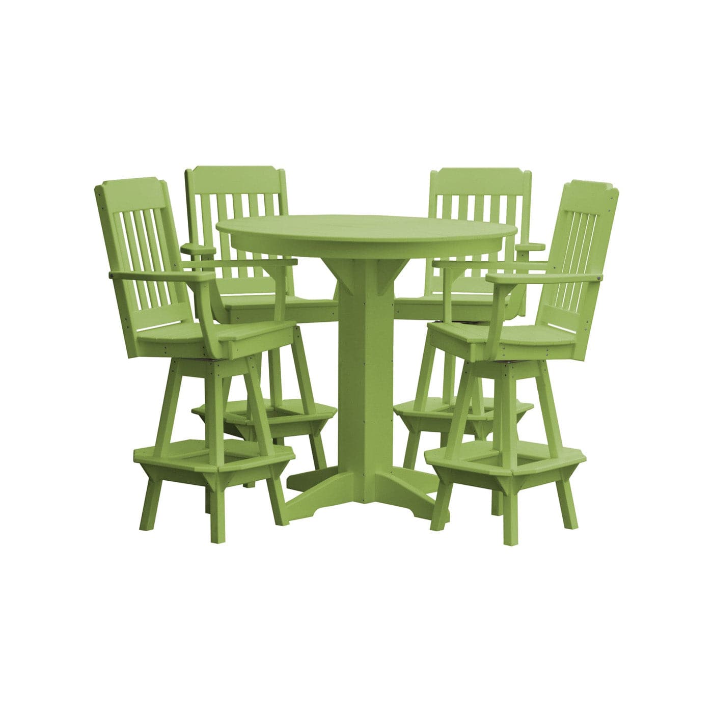 Keystone Amish Co. Traditional 5-Piece Bar Poly Dining Set with Round Table