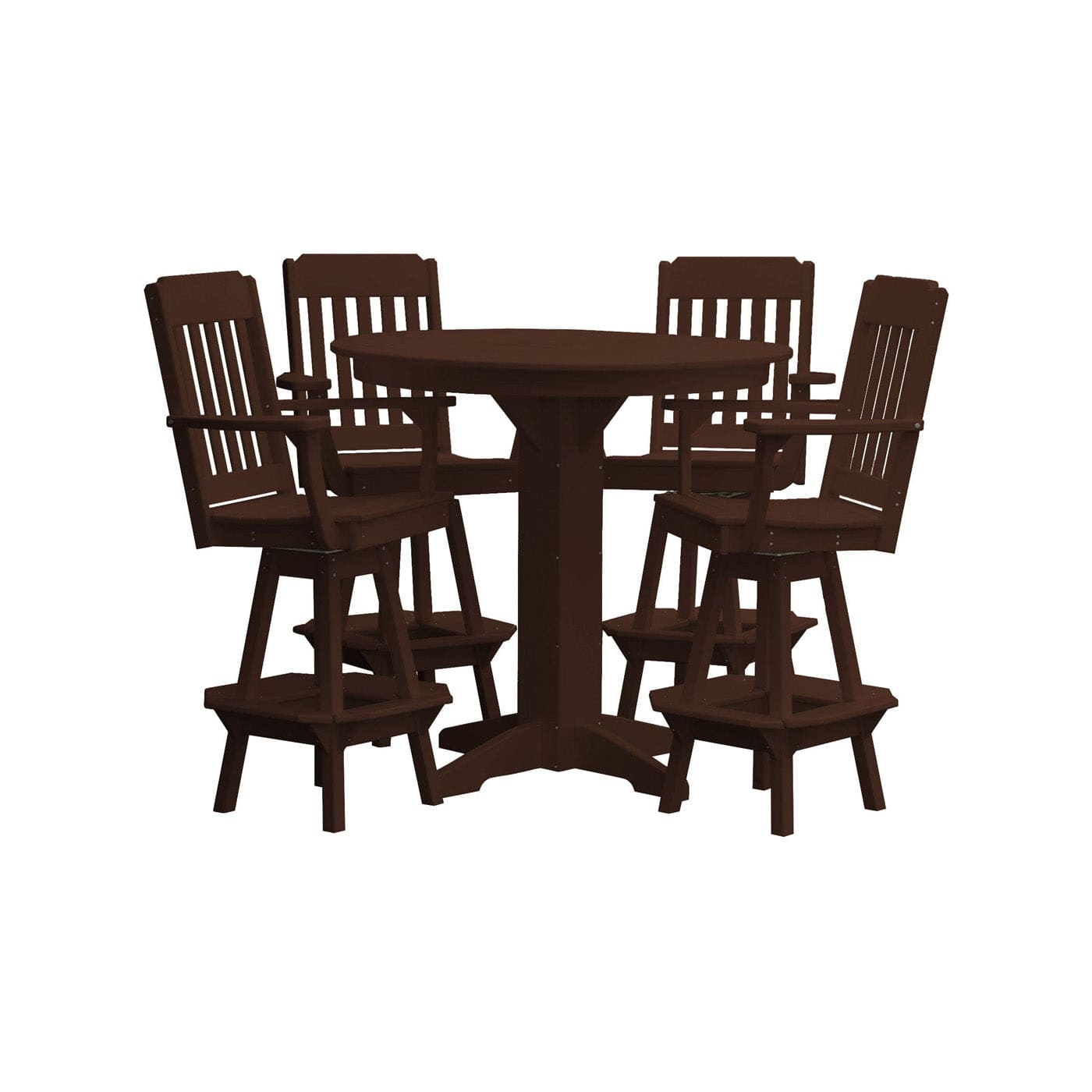 Keystone Amish Co. Traditional 5-Piece Bar Poly Dining Set with Round Table