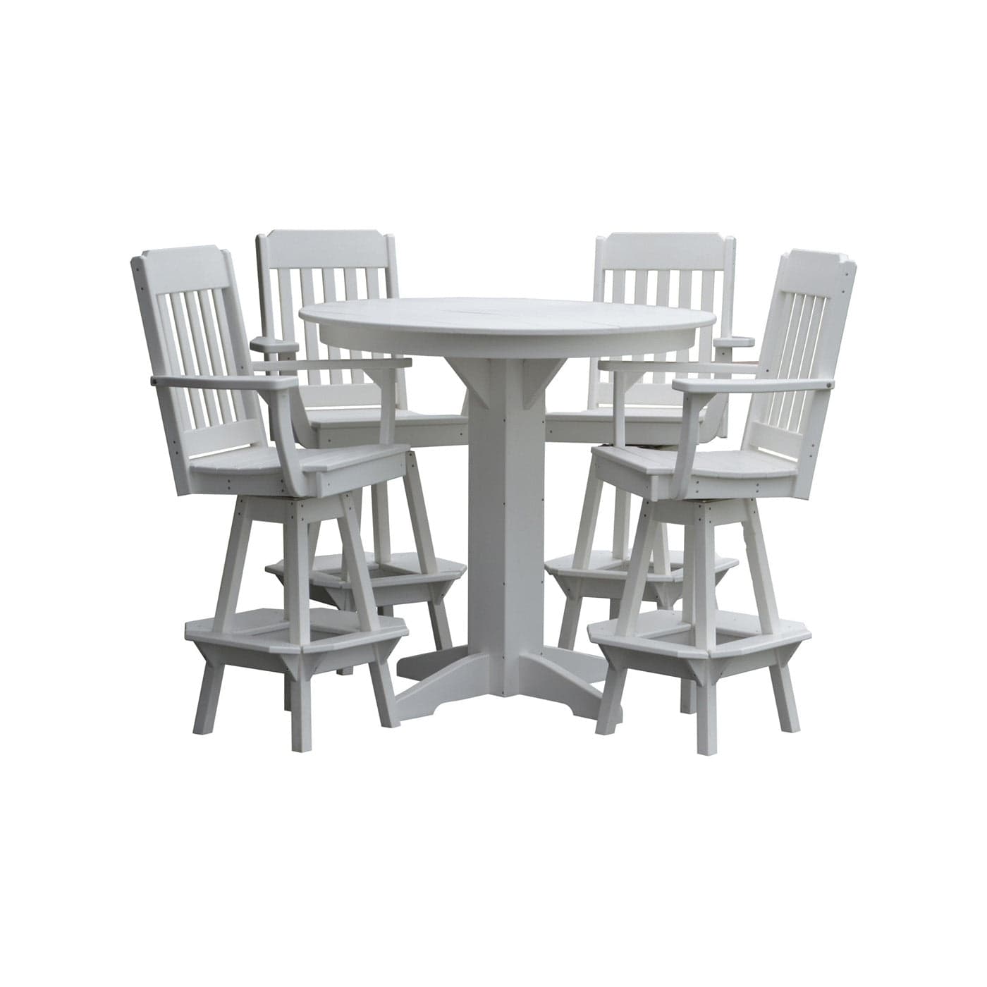 Keystone Amish Co. Traditional 5-Piece Bar Poly Dining Set with Round Table