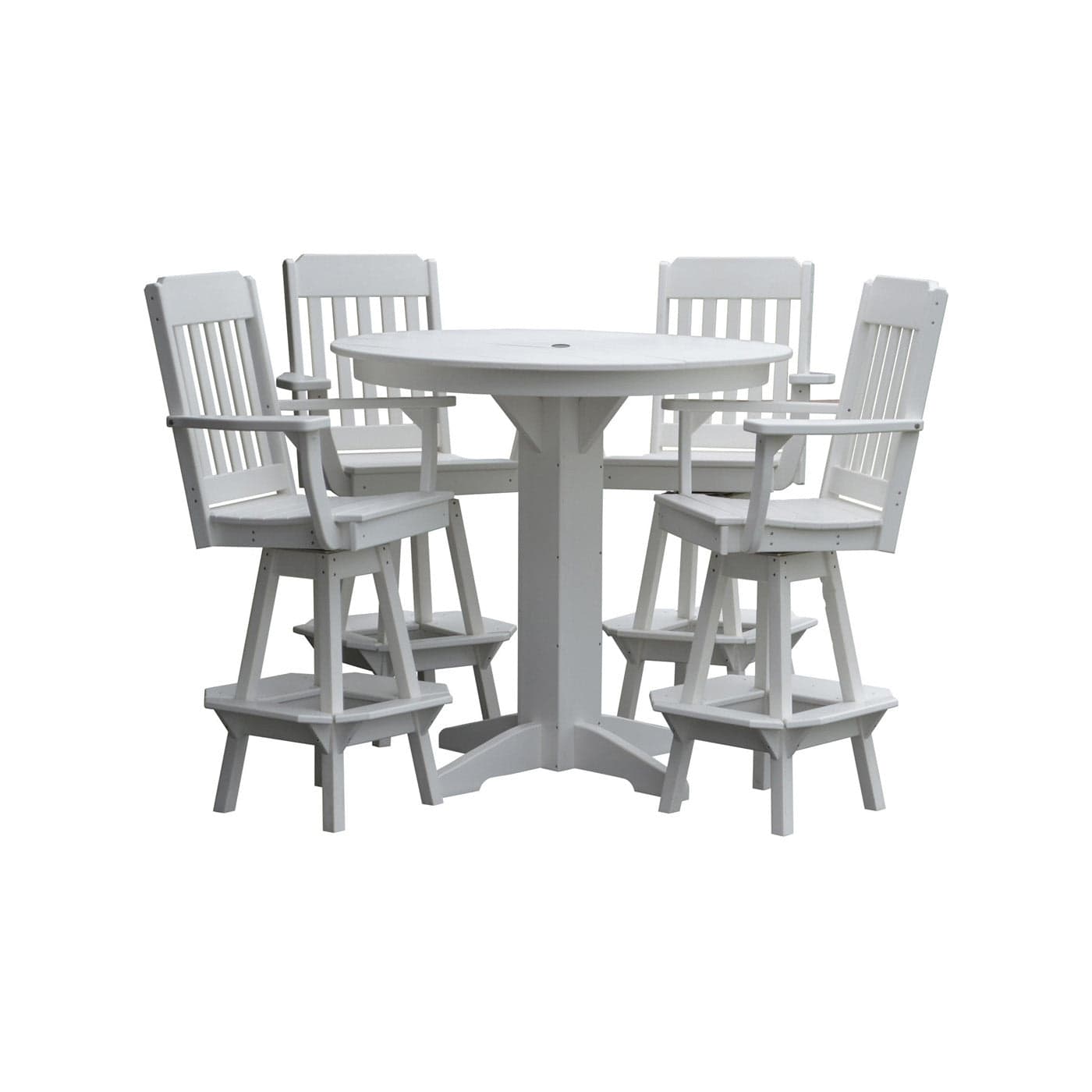 Keystone Amish Co. Traditional 5-Piece Bar Poly Dining Set with Round Table