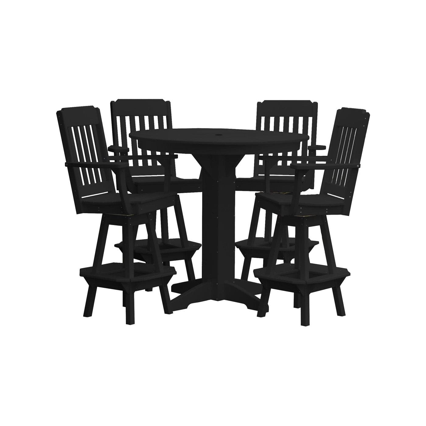 Keystone Amish Co. Traditional 5-Piece Bar Poly Dining Set with Round Table