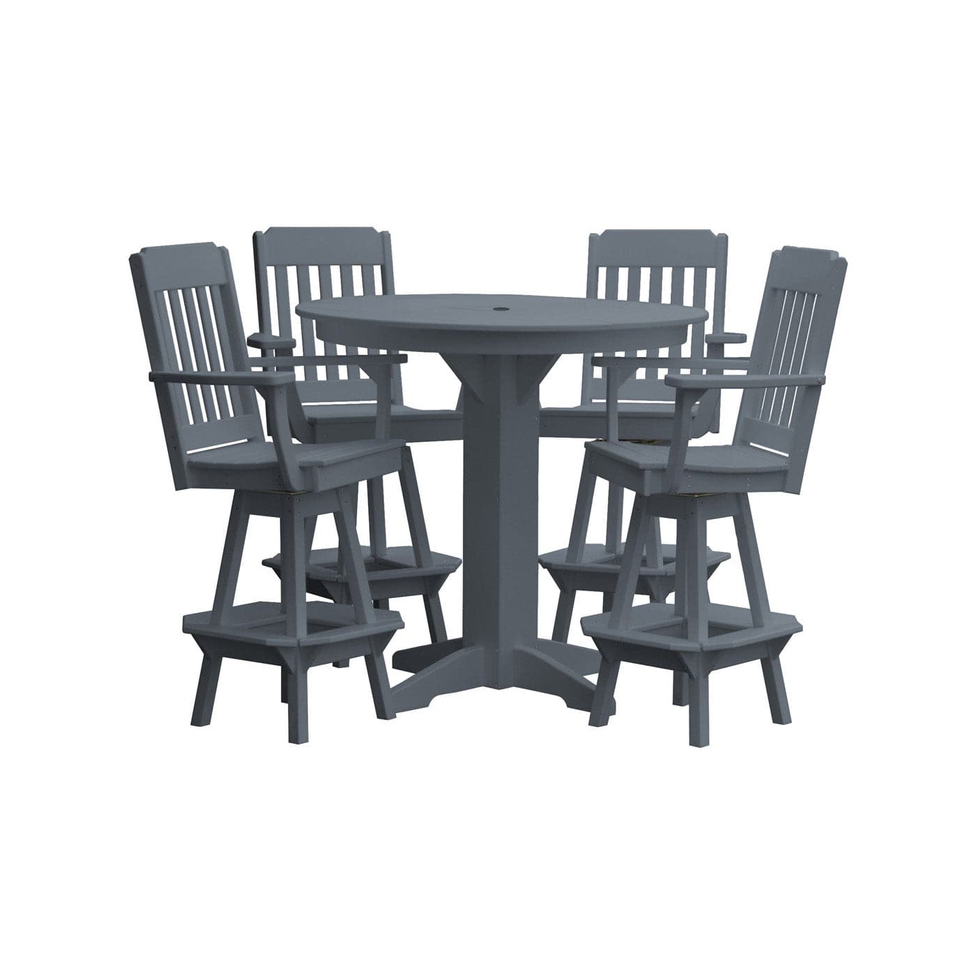 Keystone Amish Co. Traditional 5-Piece Bar Poly Dining Set with Round Table