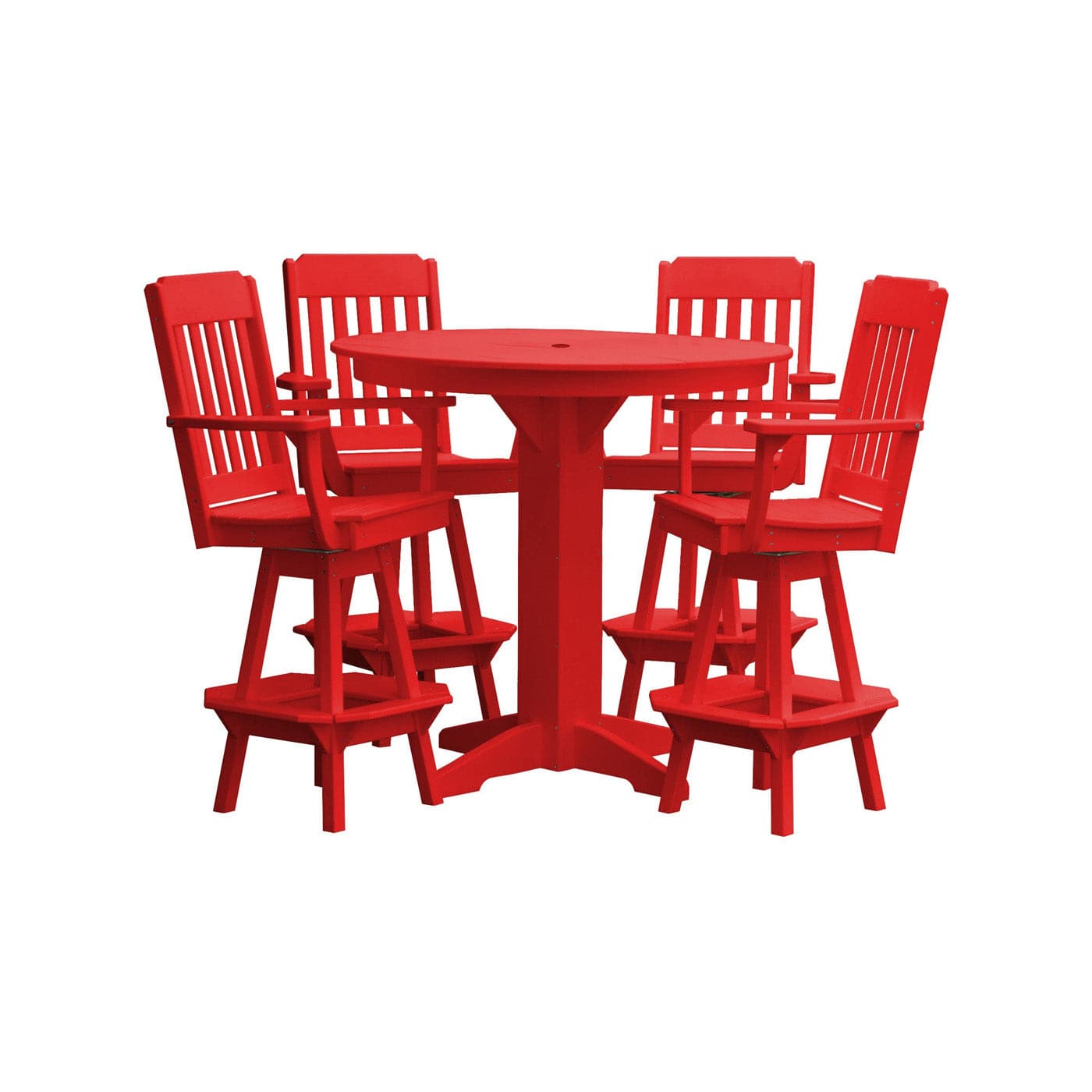 Keystone Amish Co. Traditional 5-Piece Bar Poly Dining Set with Round Table