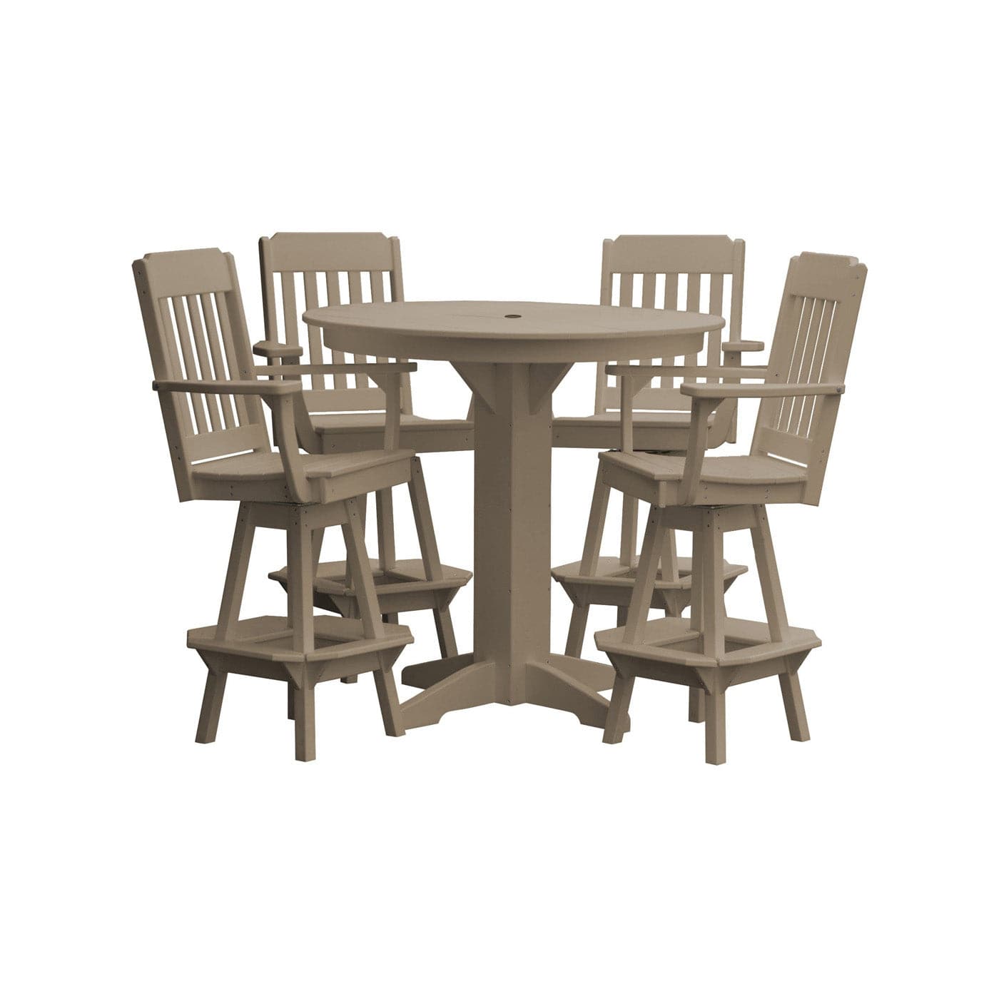 Keystone Amish Co. Traditional 5-Piece Bar Poly Dining Set with Round Table