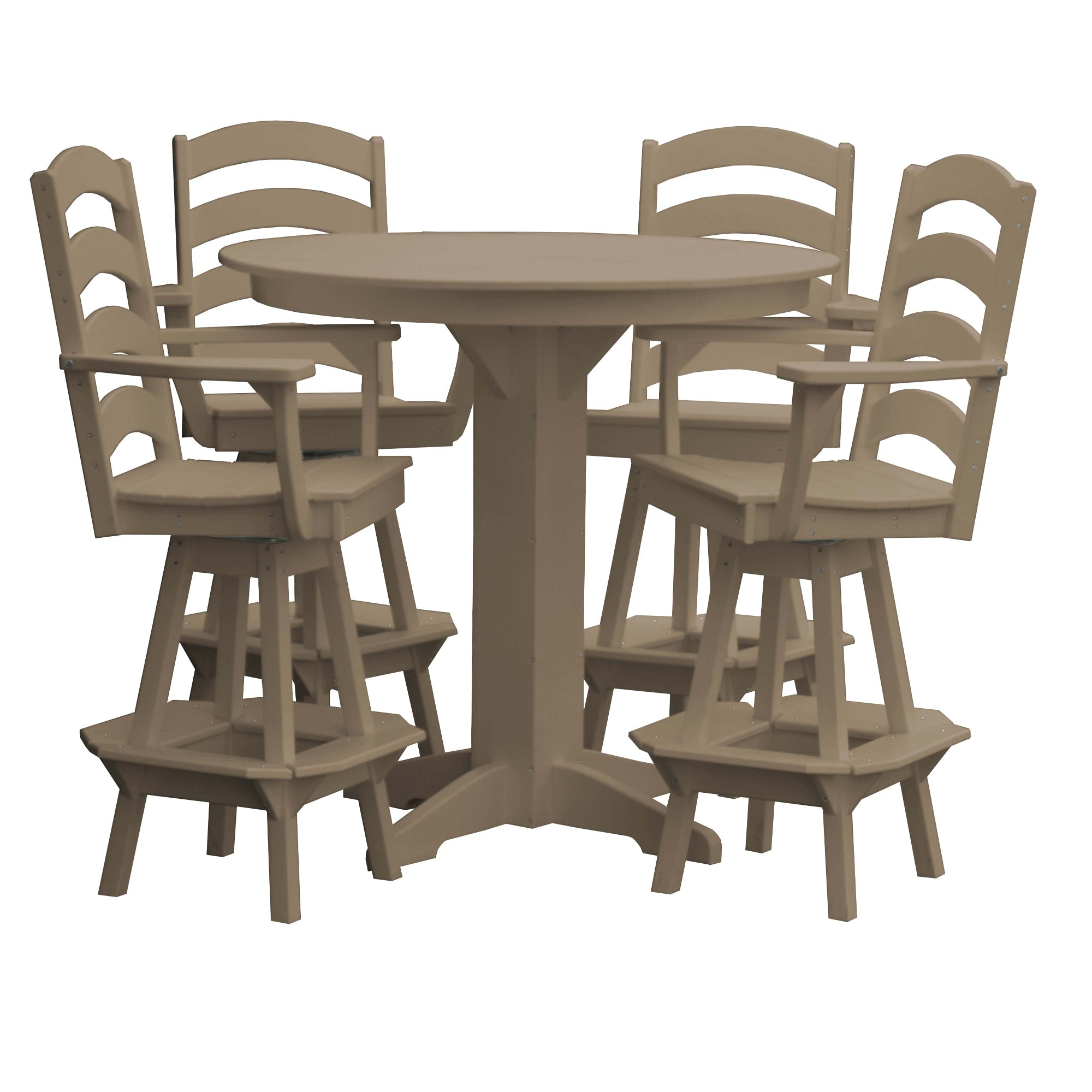 Keystone Amish Co. Poly Composite Josie 5-Piece Bar Dining Set with Round Table
