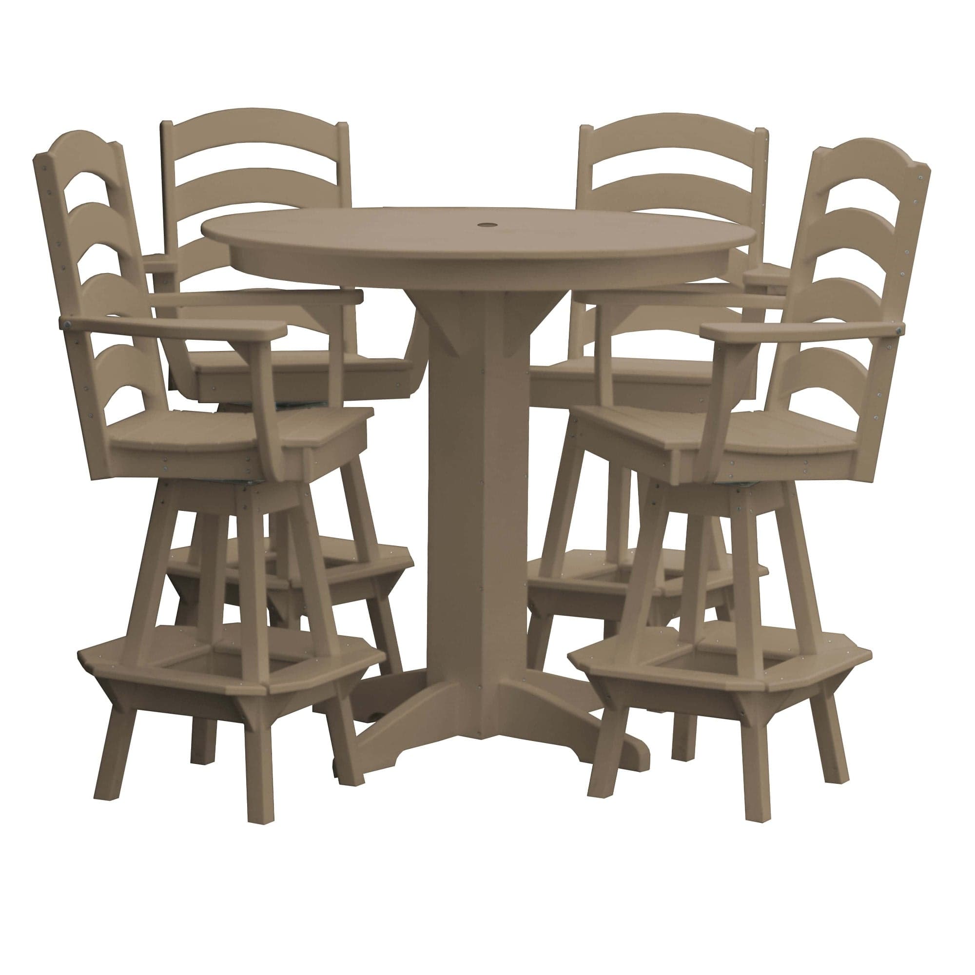 Keystone Amish Co. Poly Composite Josie 5-Piece Bar Dining Set with Round Table
