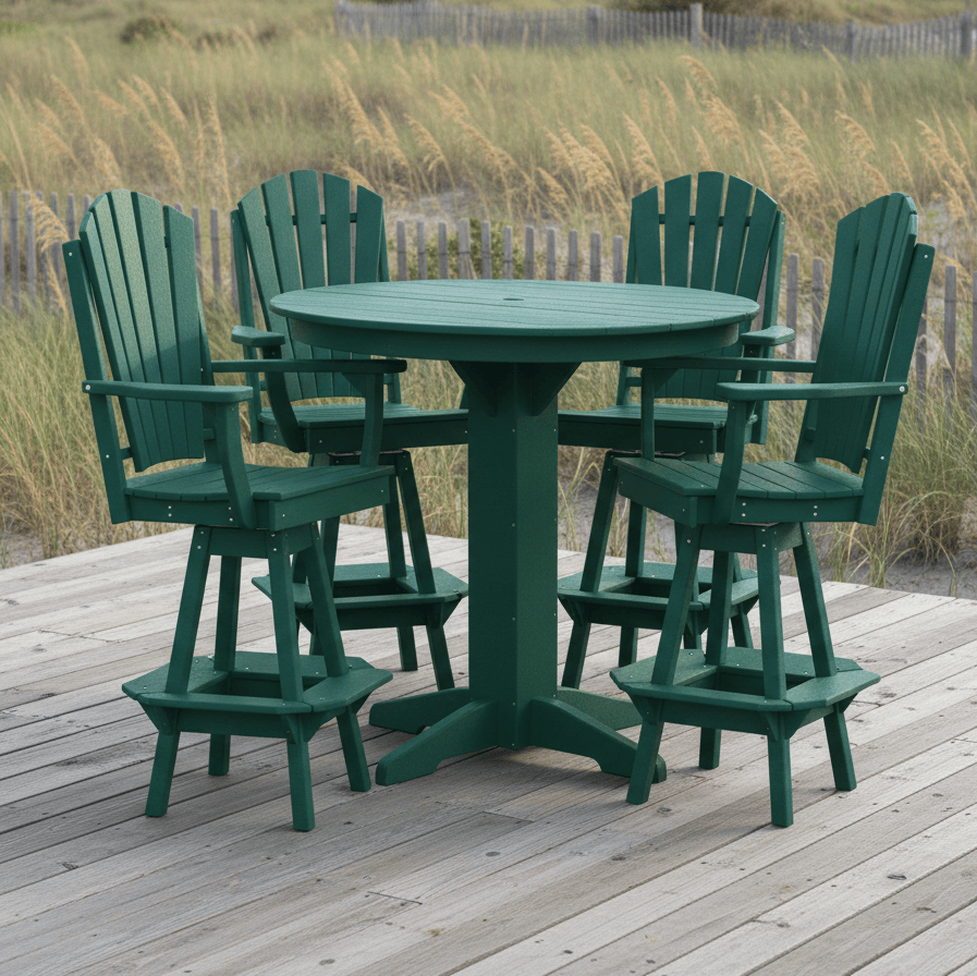 Keystone Amish Co. Sunburst 5-Piece Poly Bar Dining Set with Round Table