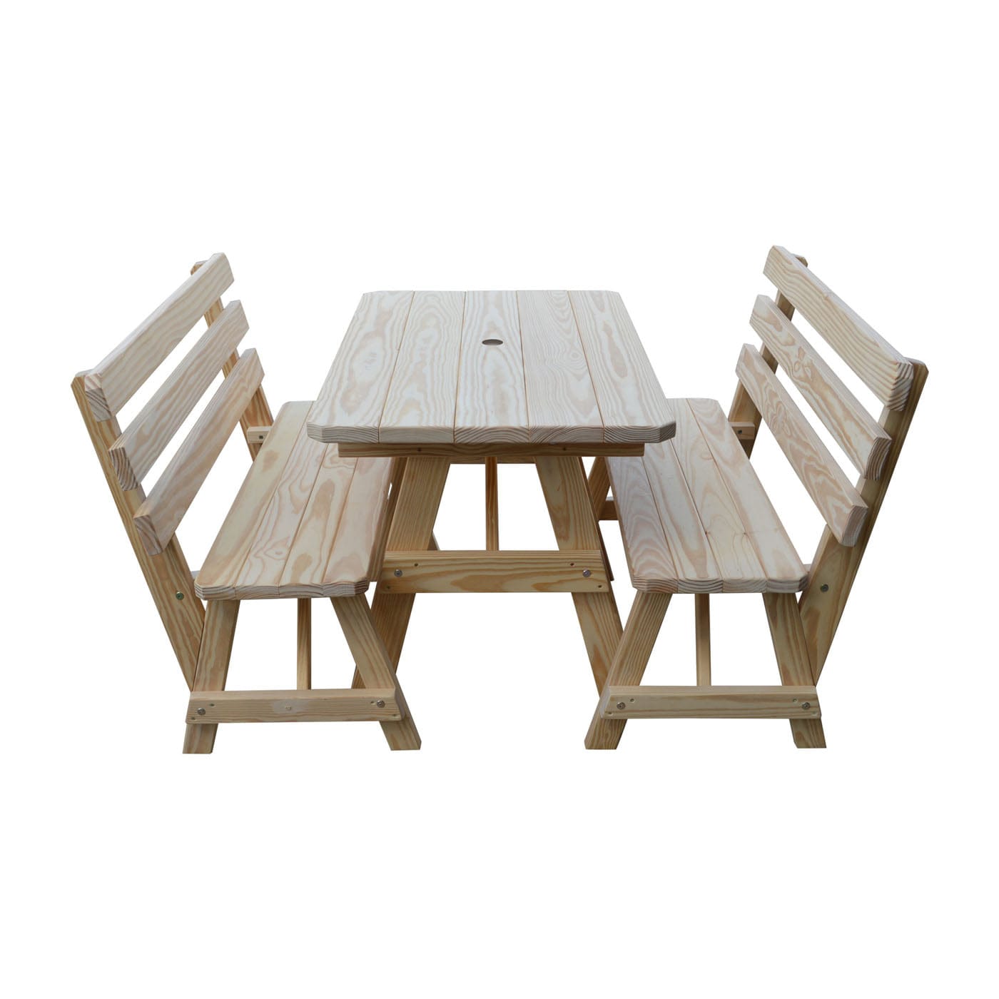 Keystone Amish Co. Wooden Outdoor Dining Set with 2 Backed Benches