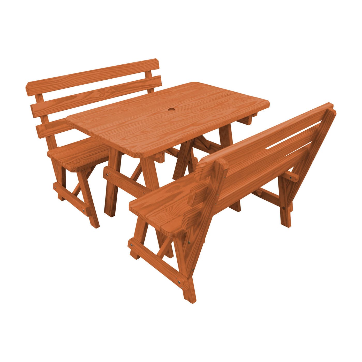 Keystone Amish Co. Wooden Outdoor Dining Set with 2 Backed Benches