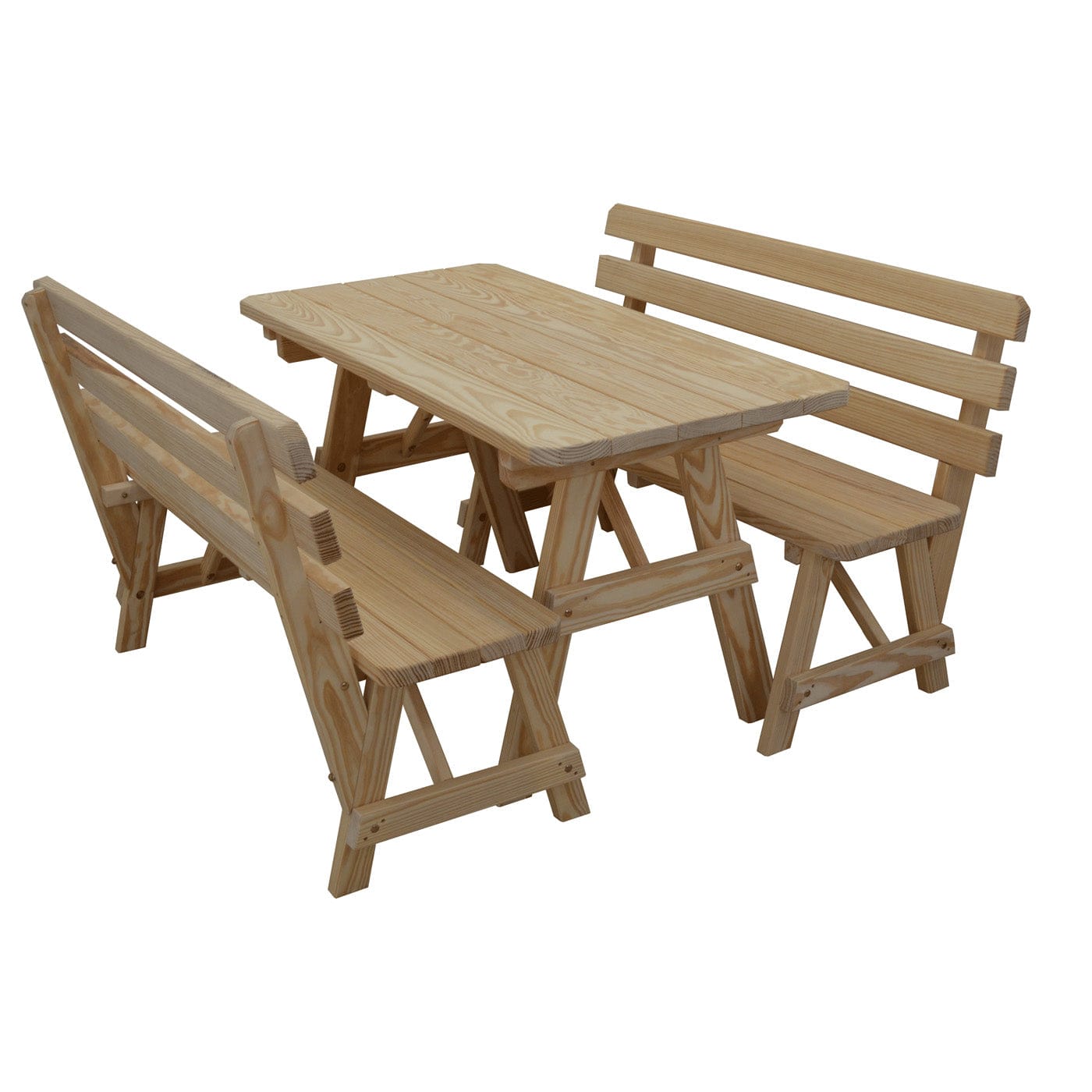 Keystone Amish Co. Wooden Outdoor Dining Set with 2 Backed Benches