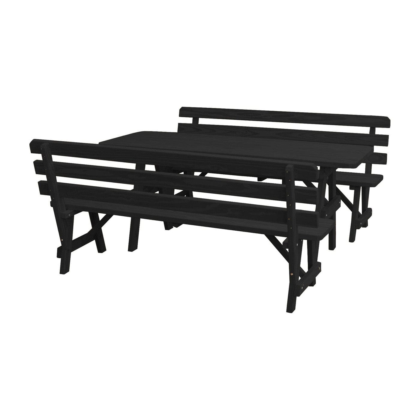 Keystone Amish Co. Wooden Outdoor Dining Set with 2 Backed Benches