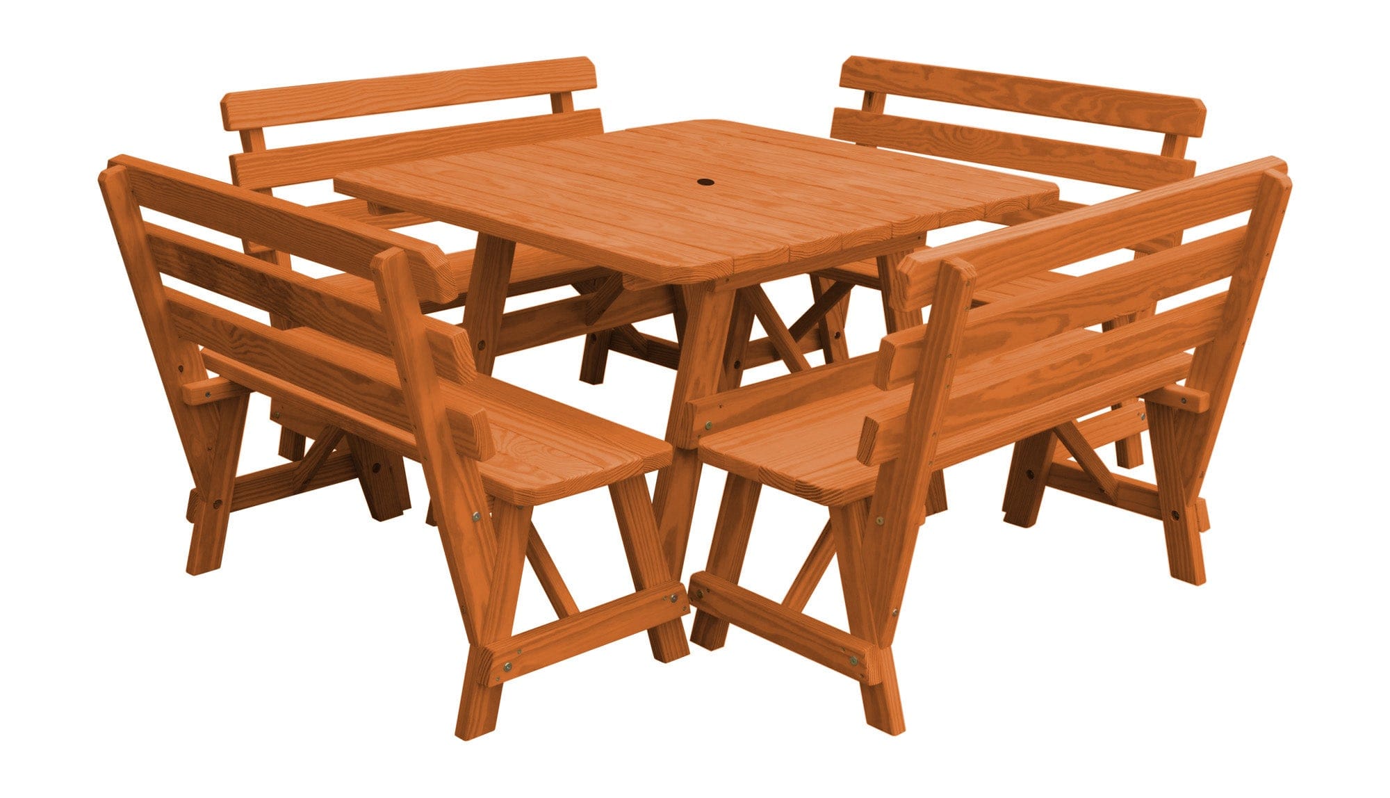 Keystone Amish Co. 5-Piece Wood Outdoor Dining Set with Backed Benches