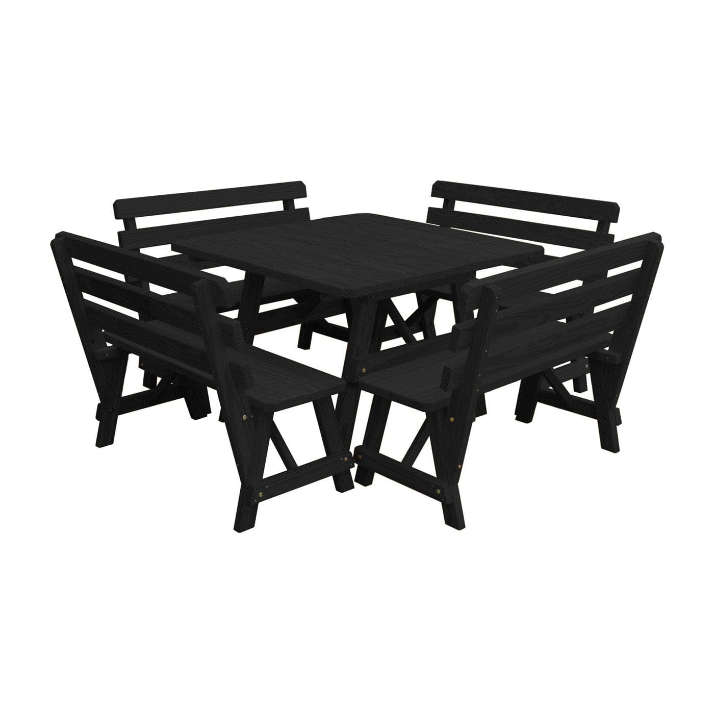 Keystone Amish Co. 5-Piece Wood Outdoor Dining Set with Backed Benches