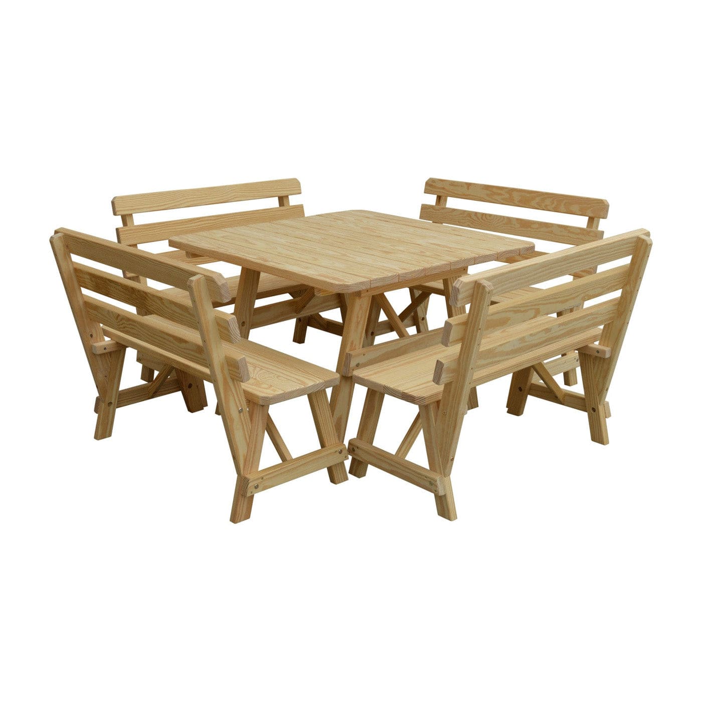 Keystone Amish Co. 5-Piece Wood Outdoor Dining Set with Backed Benches