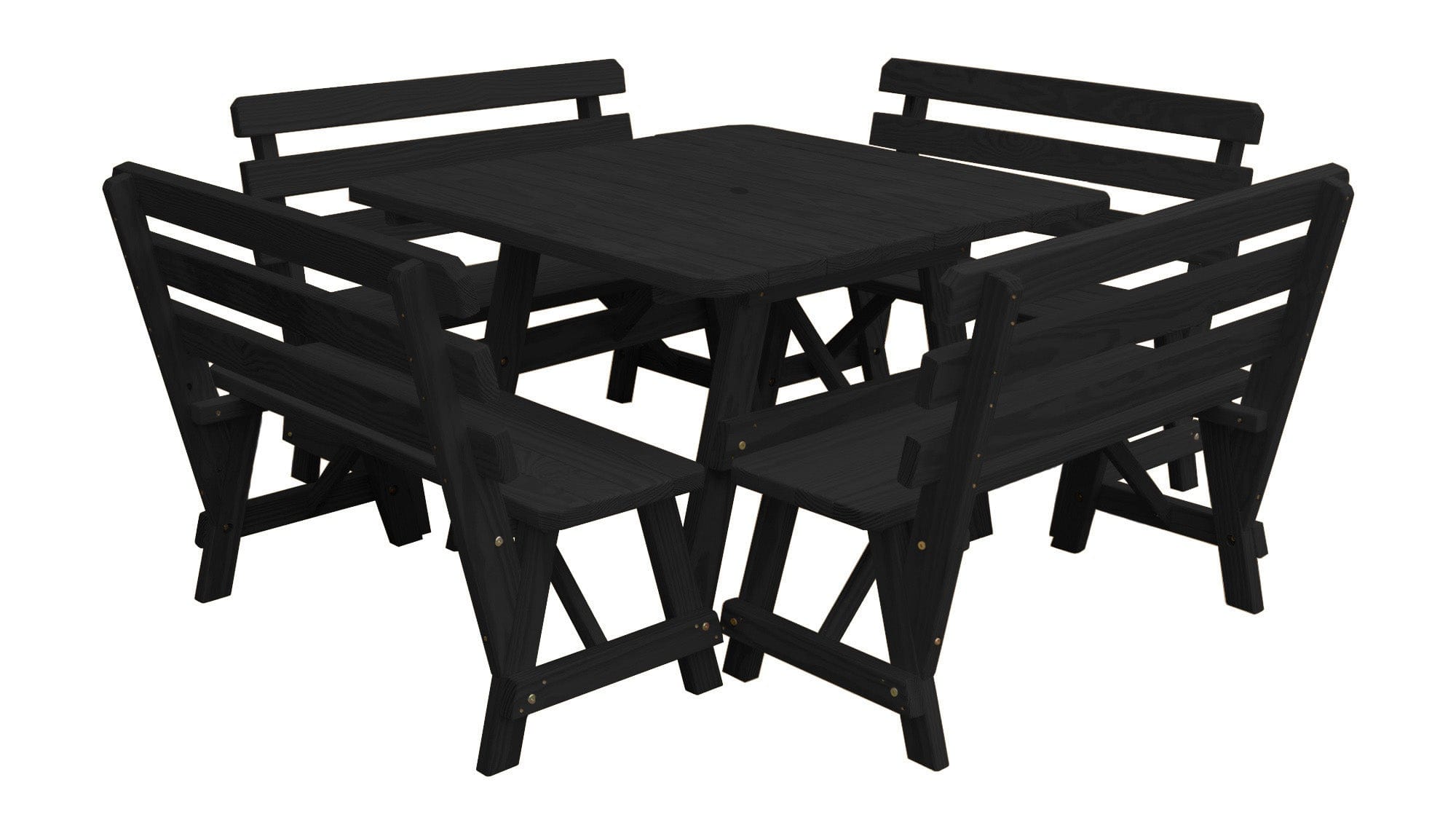Keystone Amish Co. 5-Piece Wood Outdoor Dining Set with Backed Benches