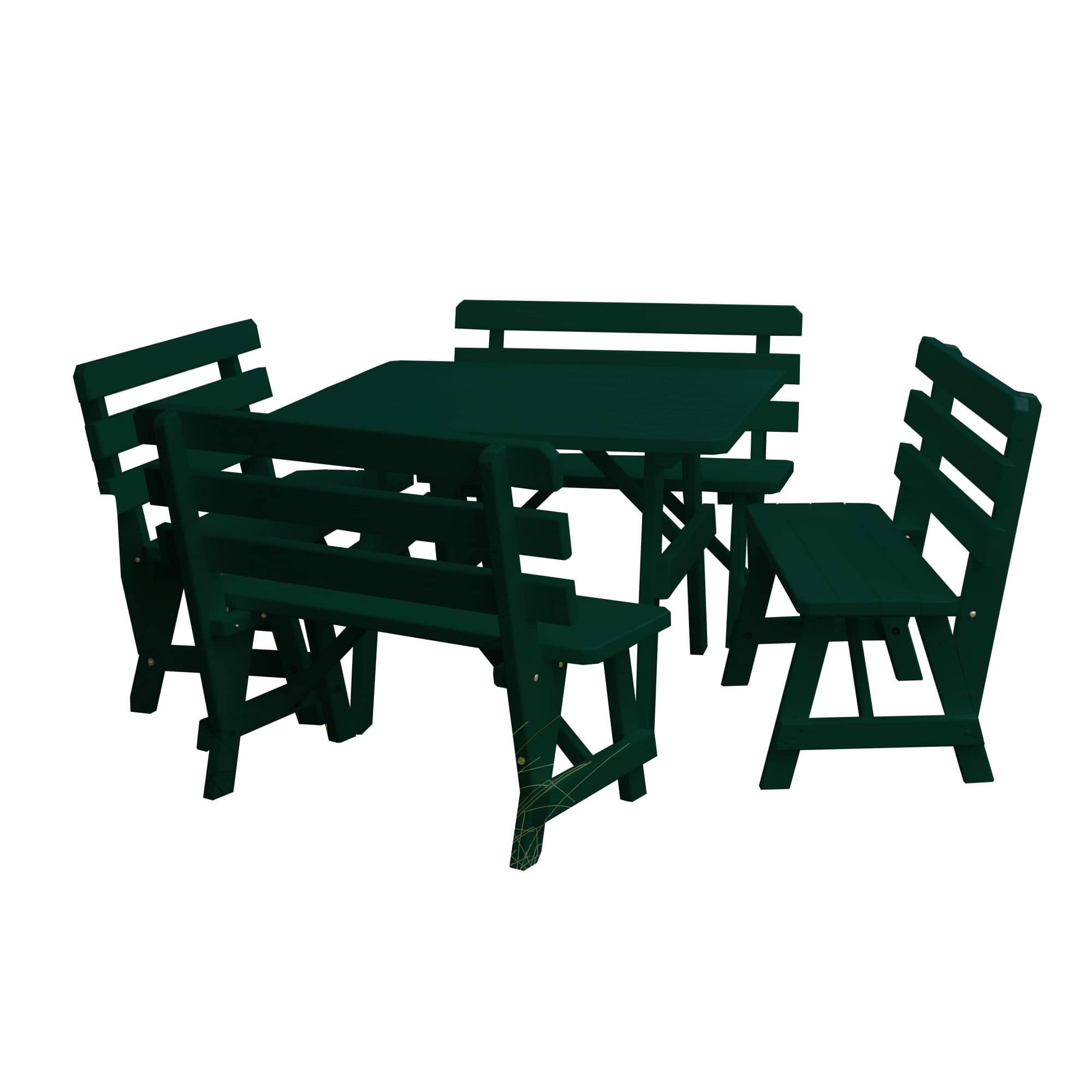 Keystone Amish Co. 5-Piece Wood Outdoor Dining Set with Backed Benches