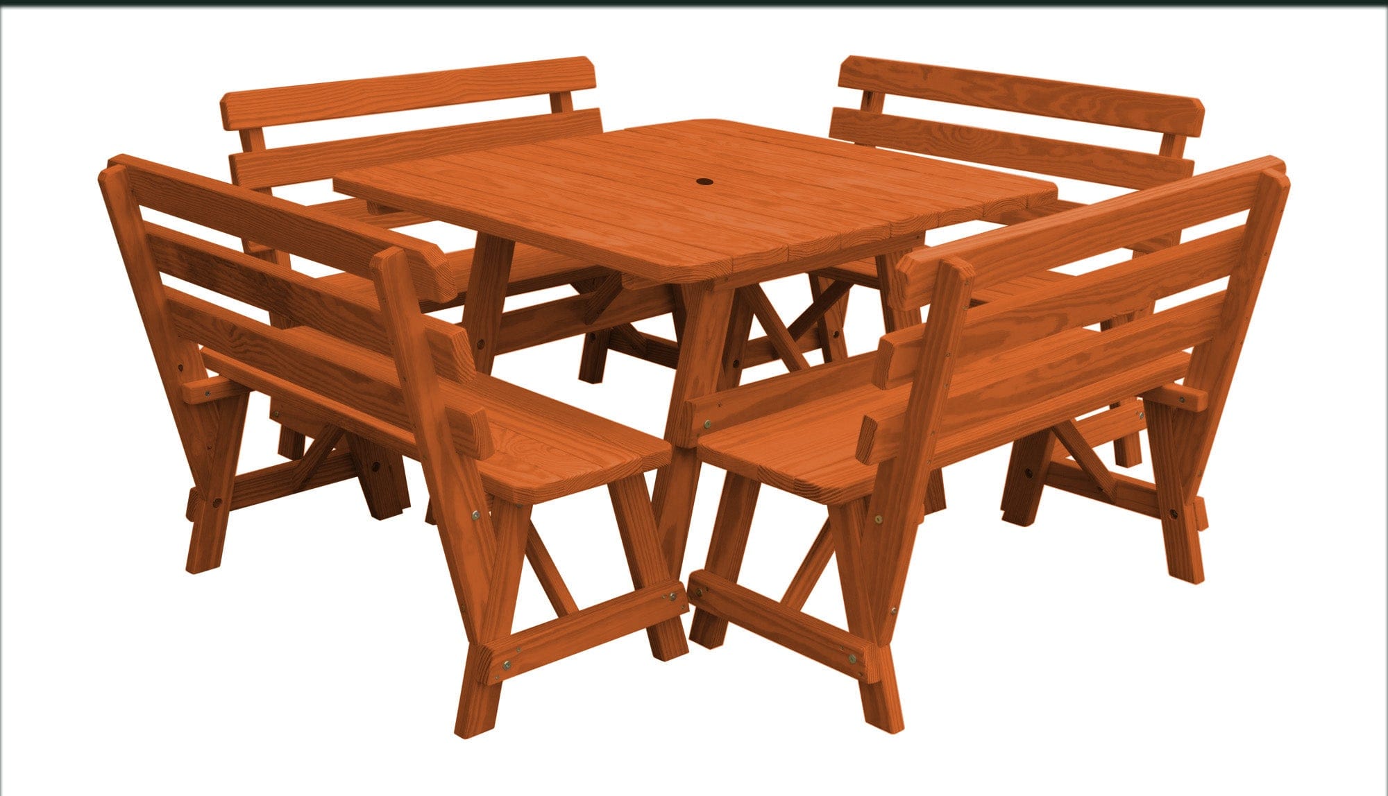 Keystone Amish Co. 5-Piece Wood Outdoor Dining Set with Backed Benches
