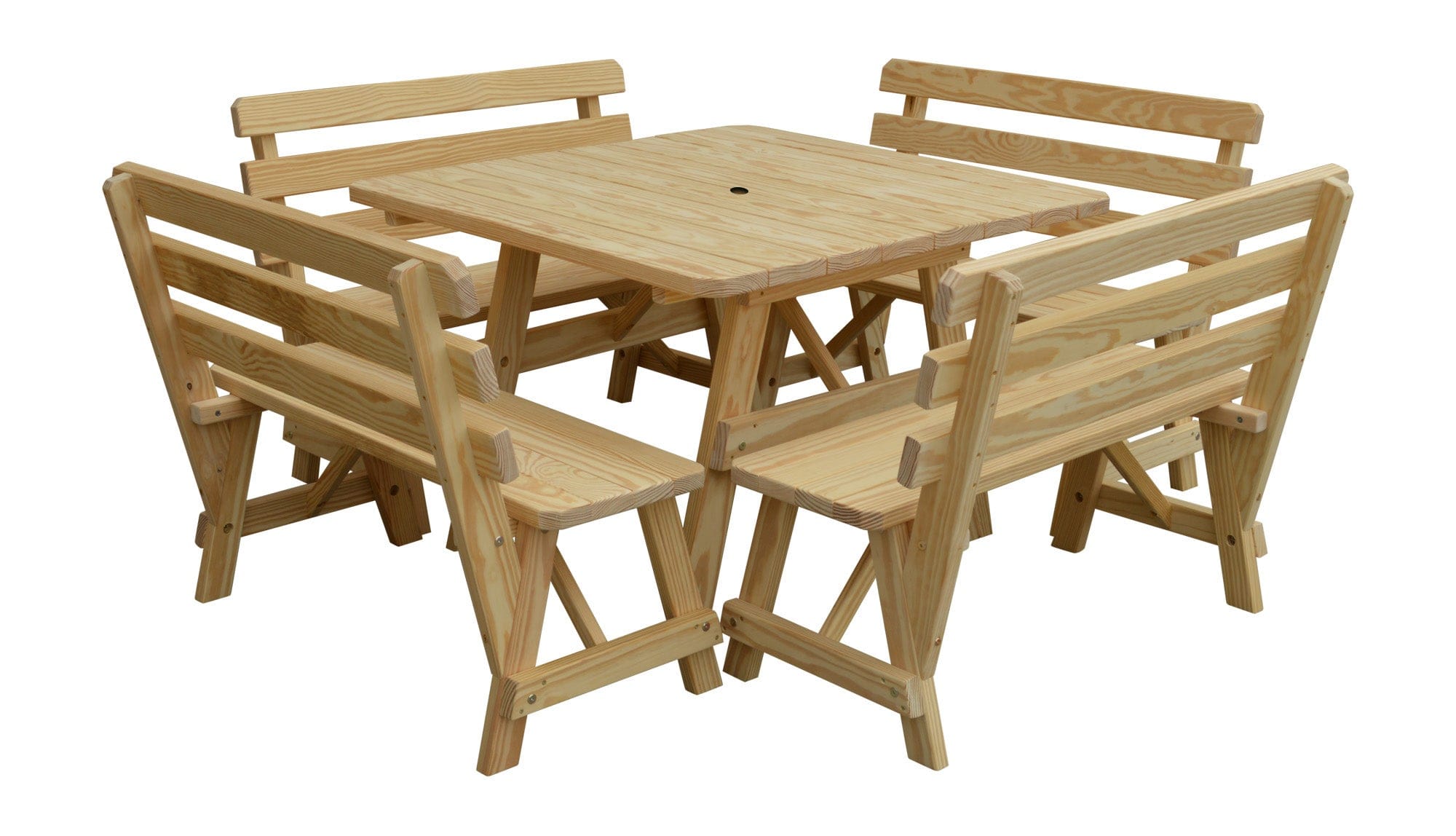 Keystone Amish Co. 5-Piece Wood Outdoor Dining Set with Backed Benches