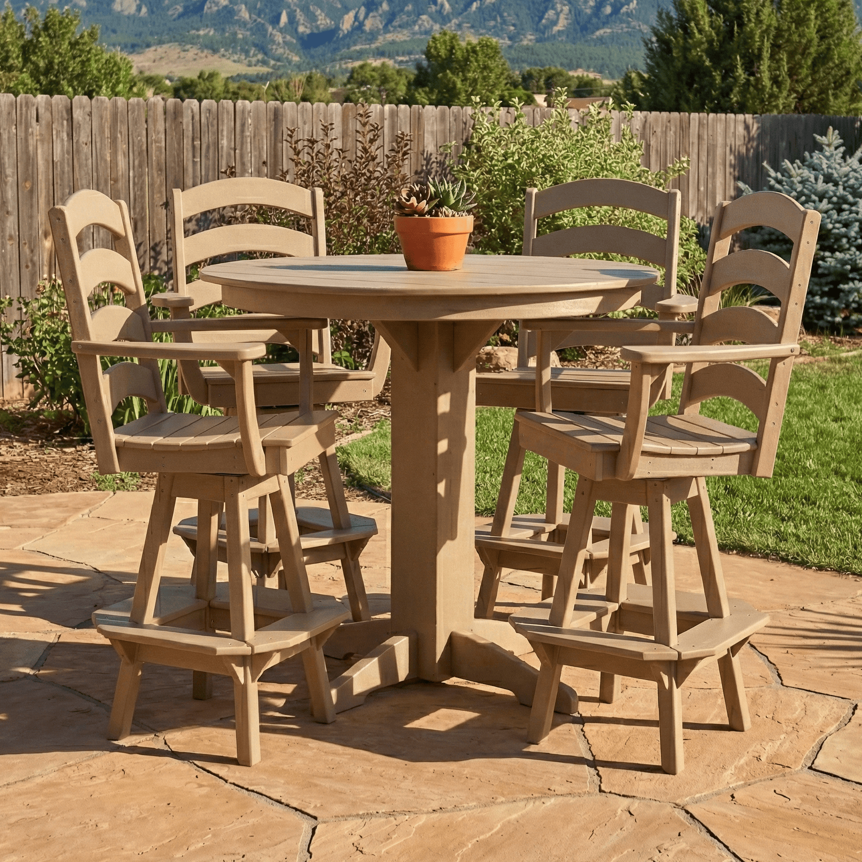 Keystone Amish Co. Poly Composite Josie 5-Piece Bar Dining Set with Round Table