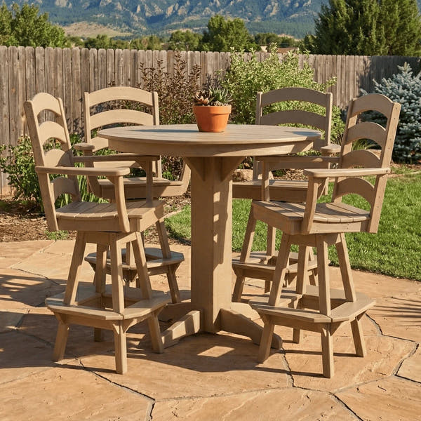Keystone Amish Co. Poly Composite Josie 5-Piece Bar Dining Set with Round Table