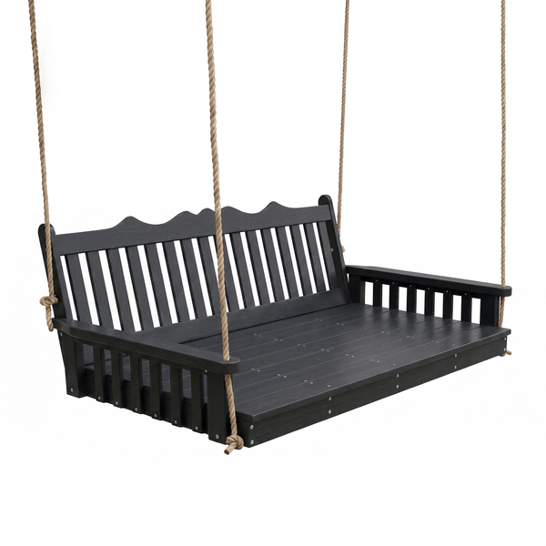 Keystone Amish Co. 6 Foot York Recycled Plastic Swing Bed, Black