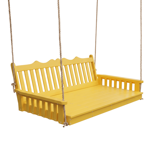 Keystone Amish Co. 6 Foot York Recycled Plastic Swing Bed, Lemon Yellow