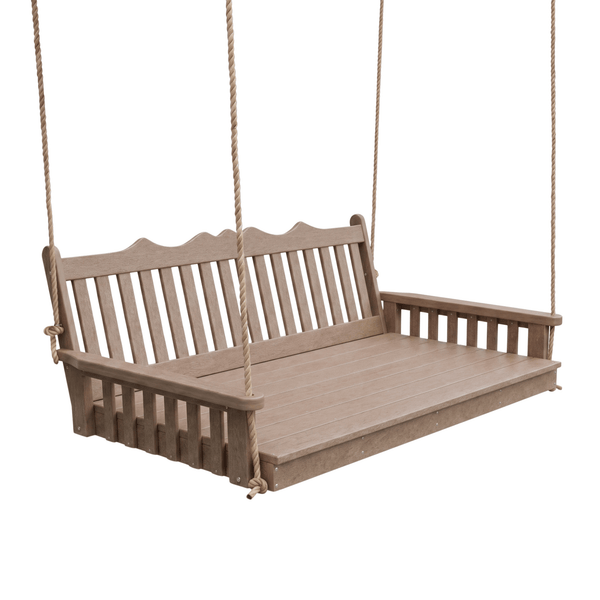 Keystone Amish Co. 5 Foot York Recycled Plastic Swing Bed, Weathered Wood
