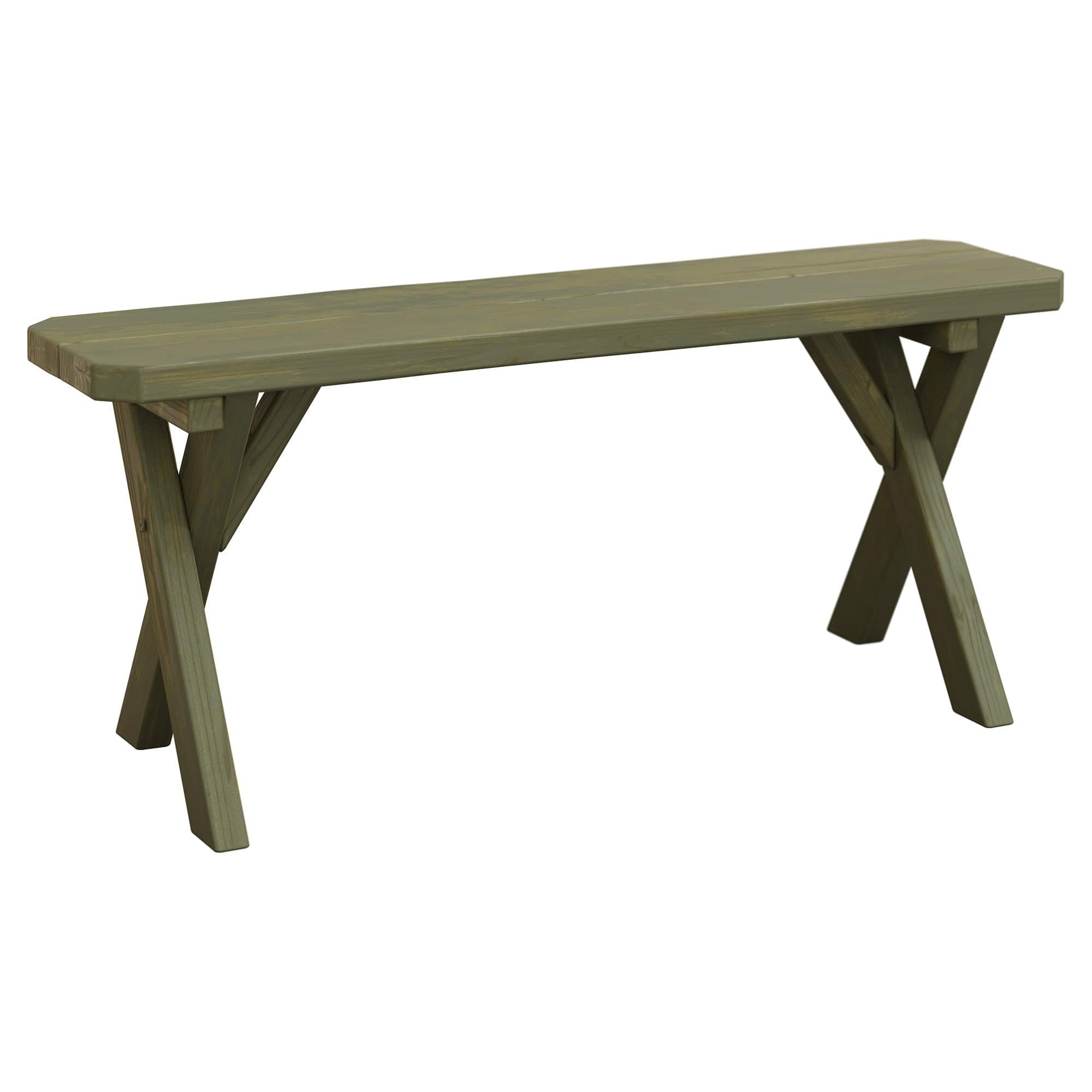 Keystone Amish Co. Spruce Crossleg Wooden Outdoor Dining Bench
