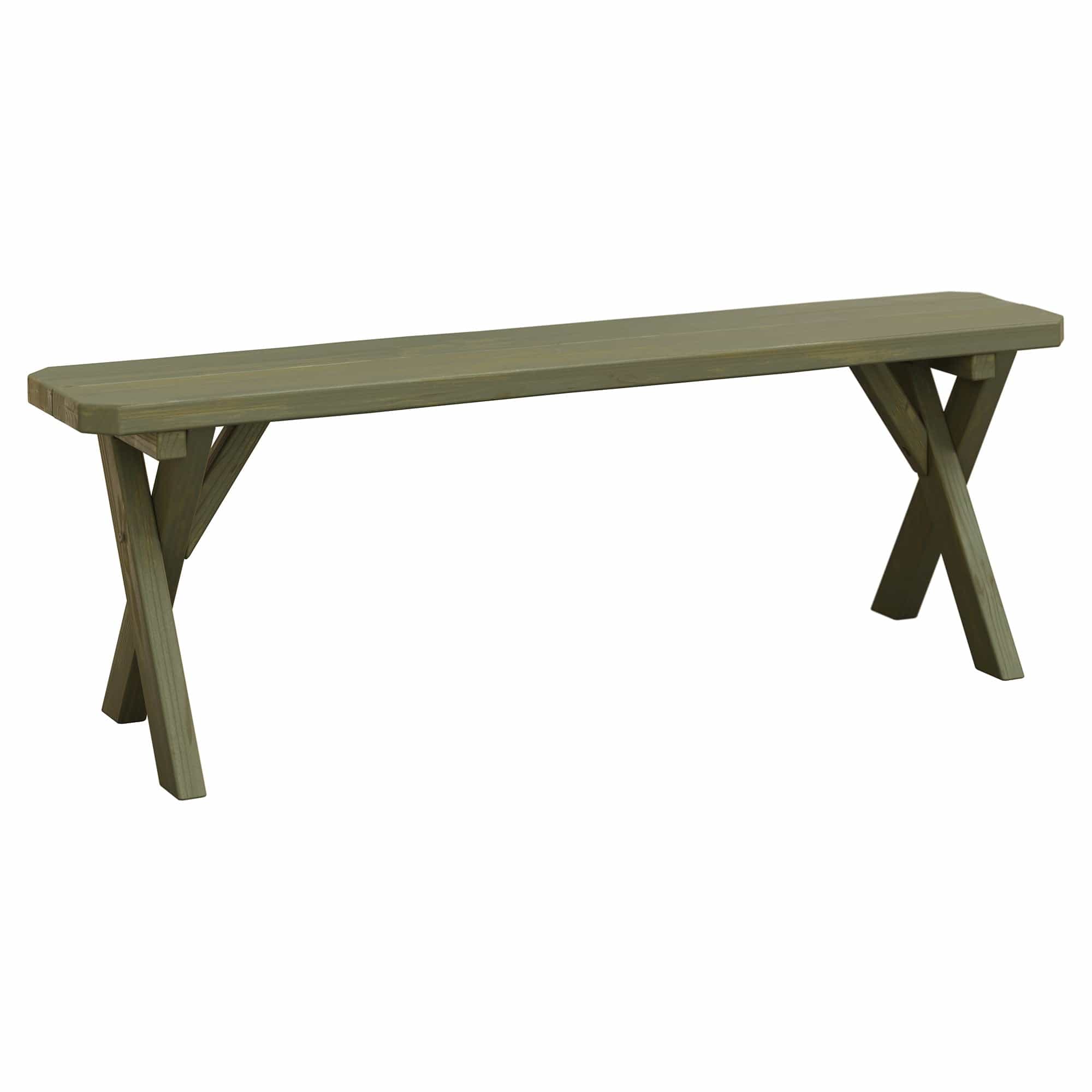 Keystone Amish Co. Spruce Crossleg Wooden Outdoor Dining Bench