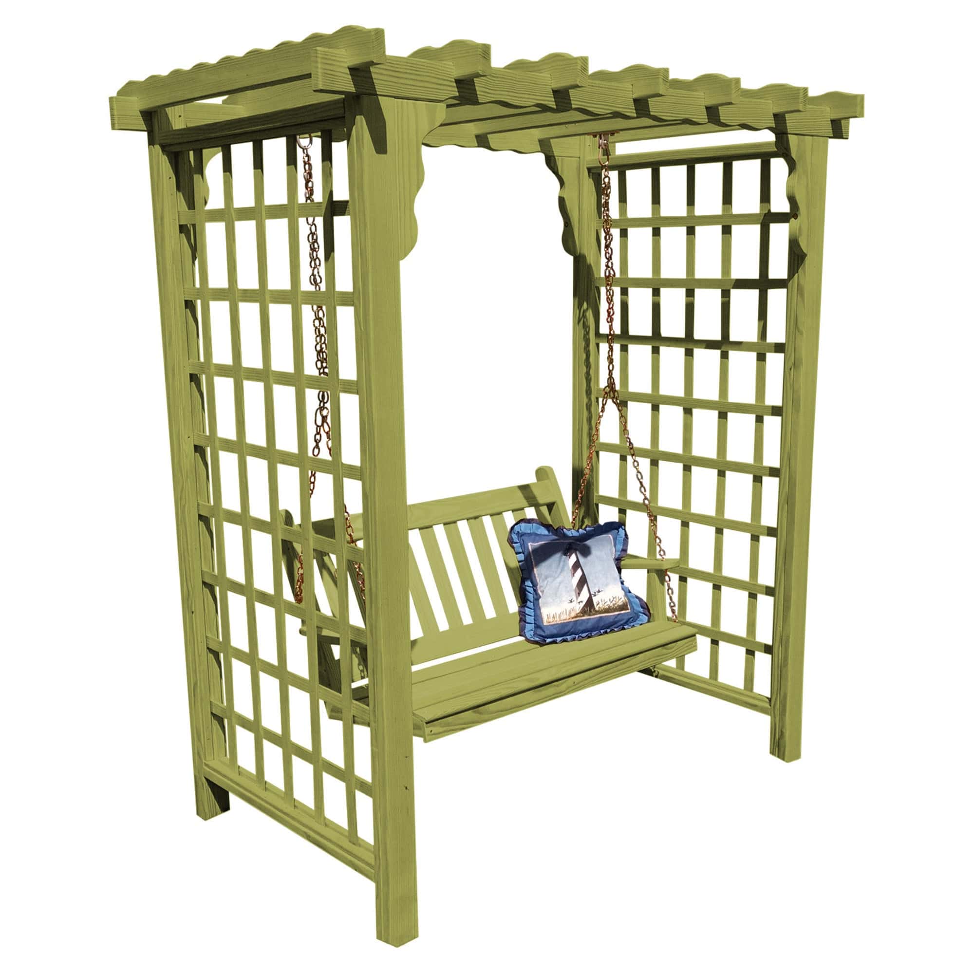 Heritage Lawncraft Bainbridge Pressure Treated Arbor with Swing