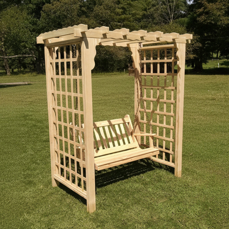 Heritage Lawncraft Bainbridge Pressure Treated Arbor with Swing