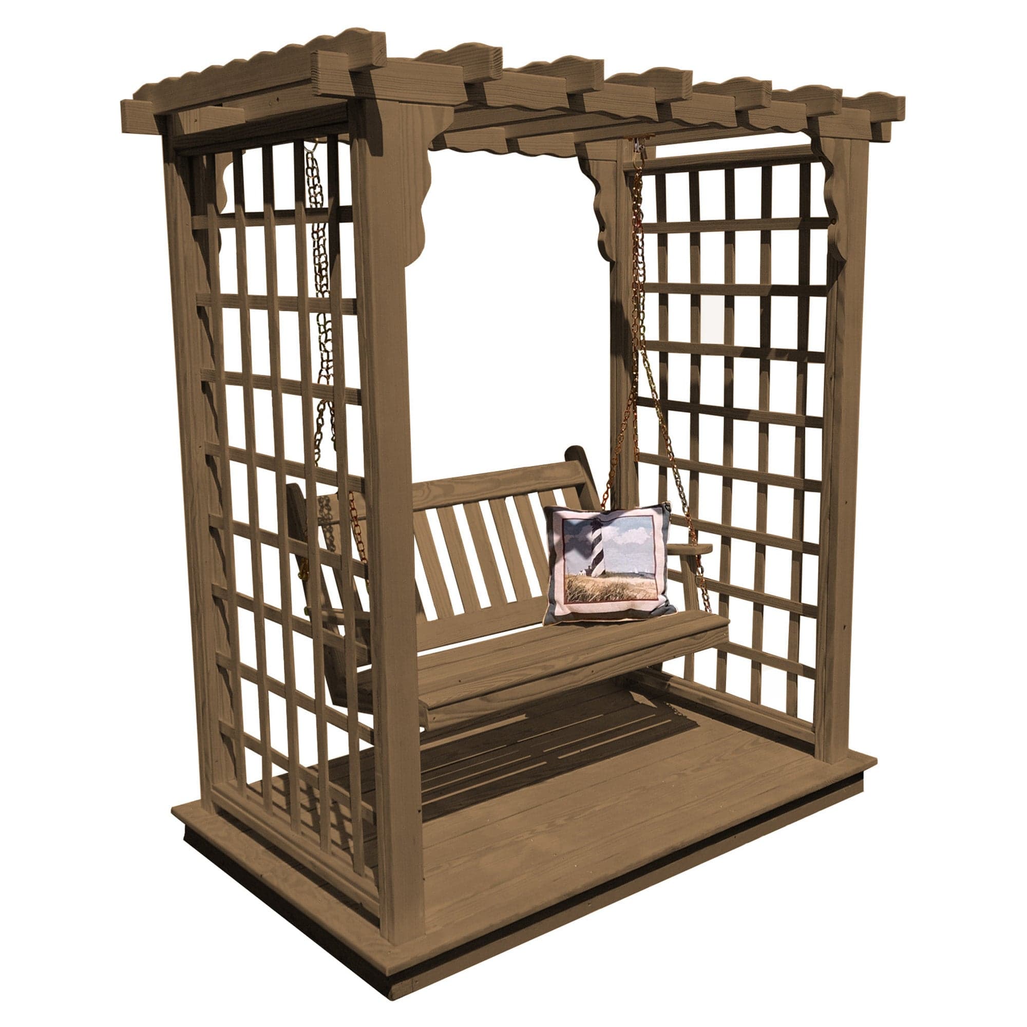 Heritage Lawncraft Bainbridge Pressure Treated Arbor with Swing