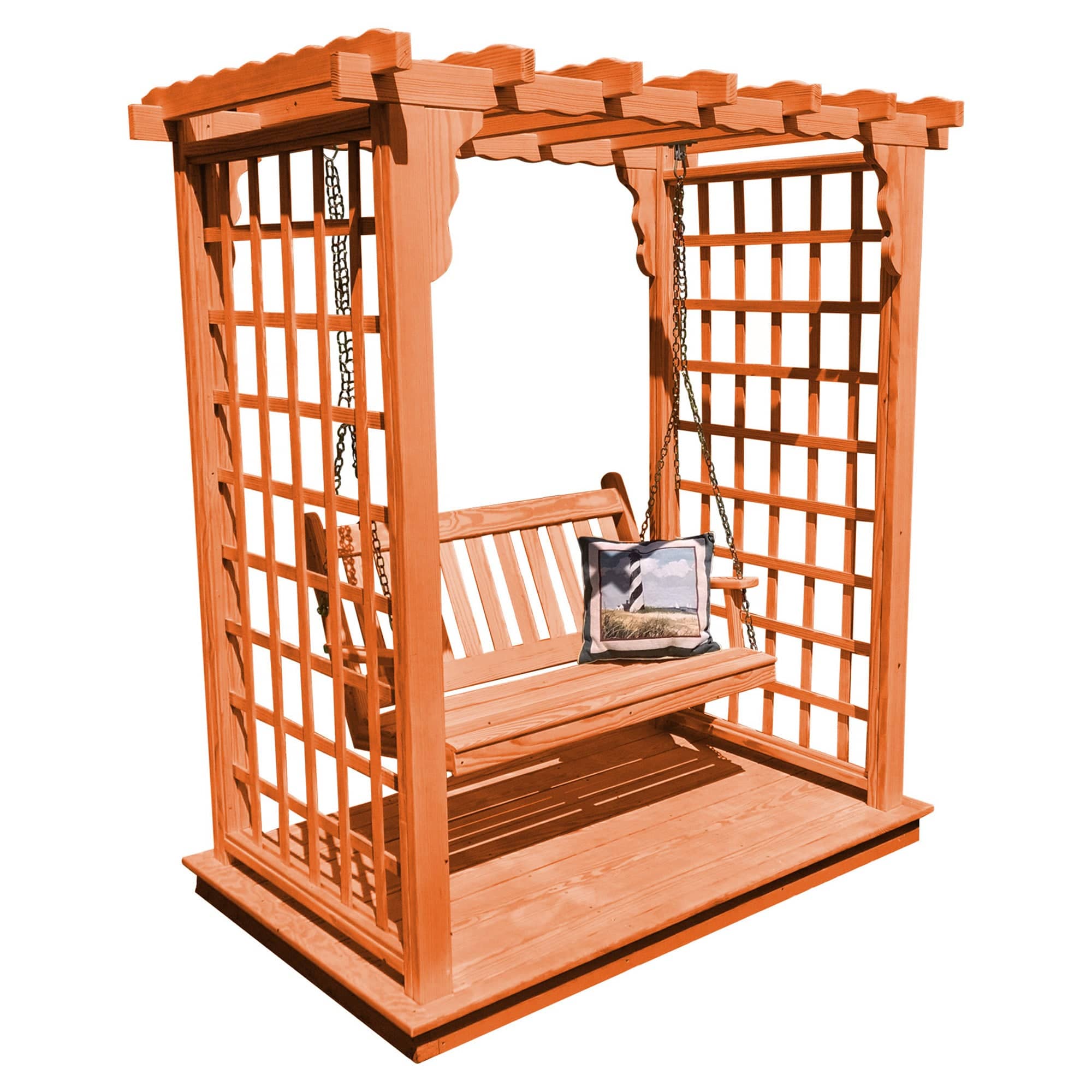 Heritage Lawncraft Bainbridge Pressure Treated Arbor with Swing