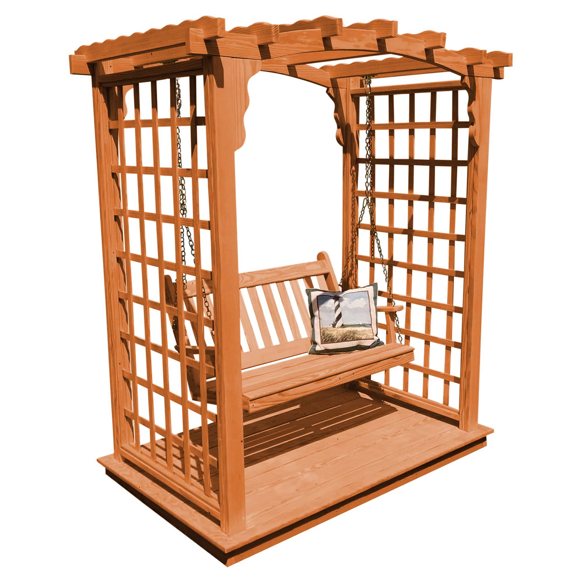 Heritage Lawncraft Cambridge Pressure Treated Arbor & Swing