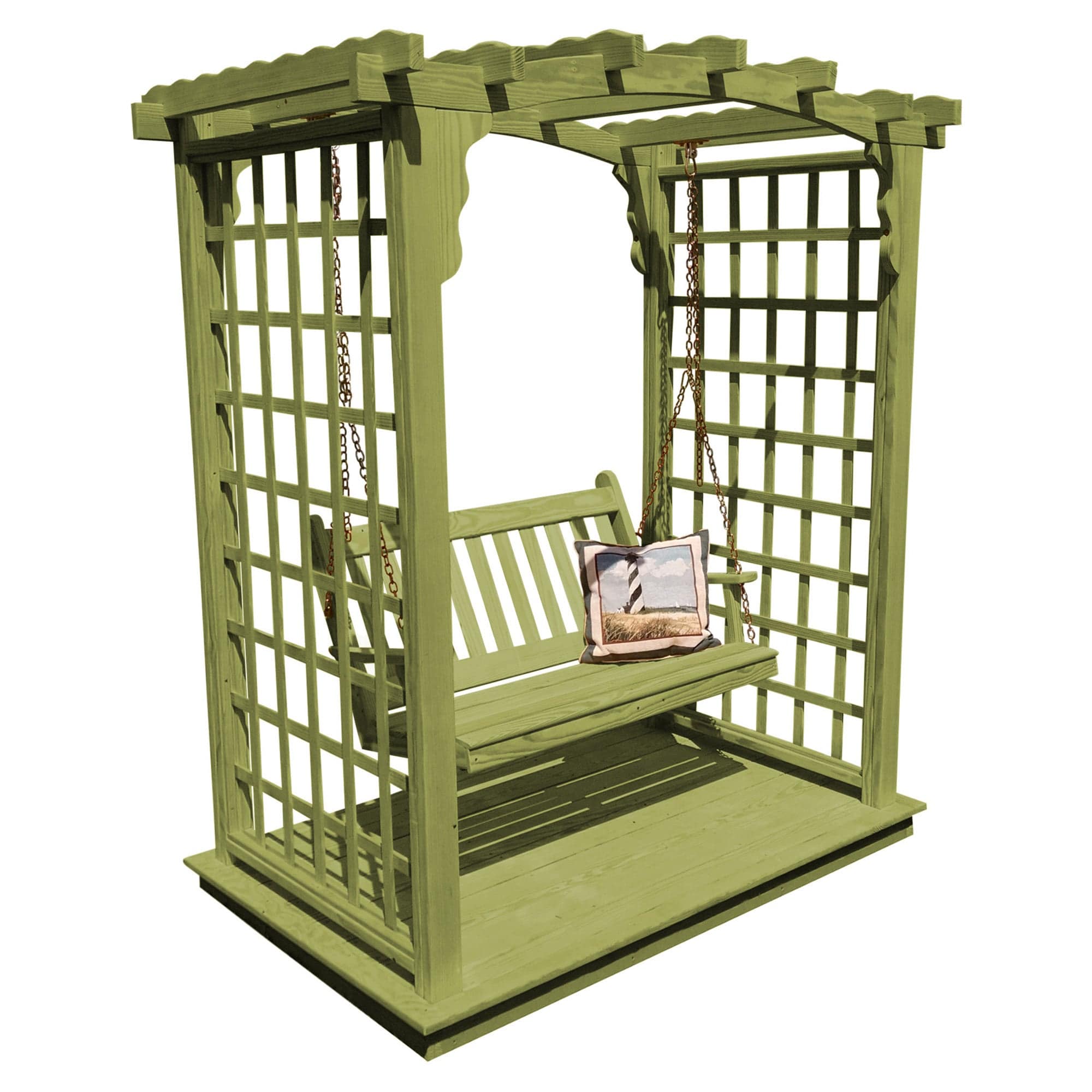 Heritage Lawncraft Cambridge Pressure Treated Arbor & Swing