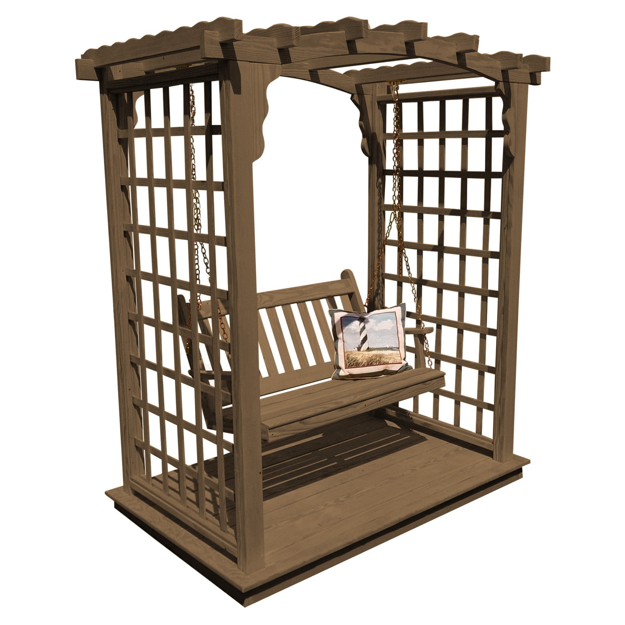 Heritage Lawncraft Cambridge Pressure Treated Arbor & Swing