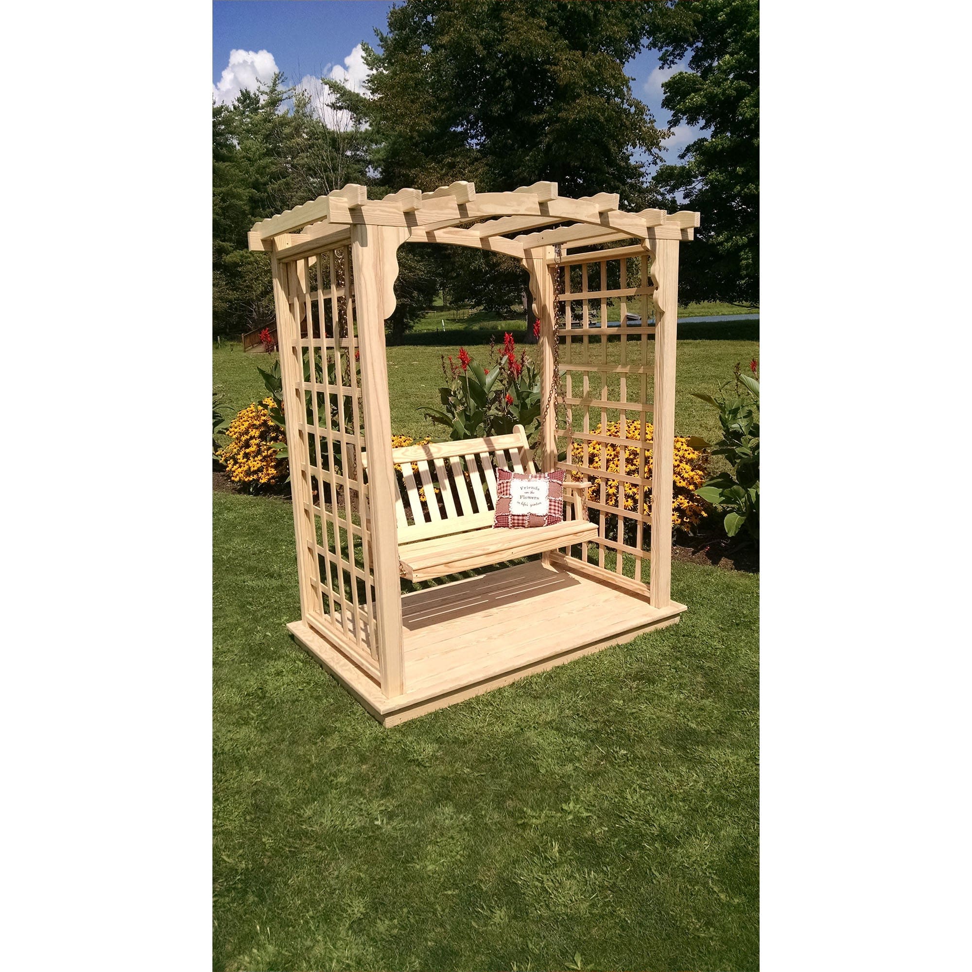 Heritage Lawncraft Cambridge Pressure Treated Arbor & Swing