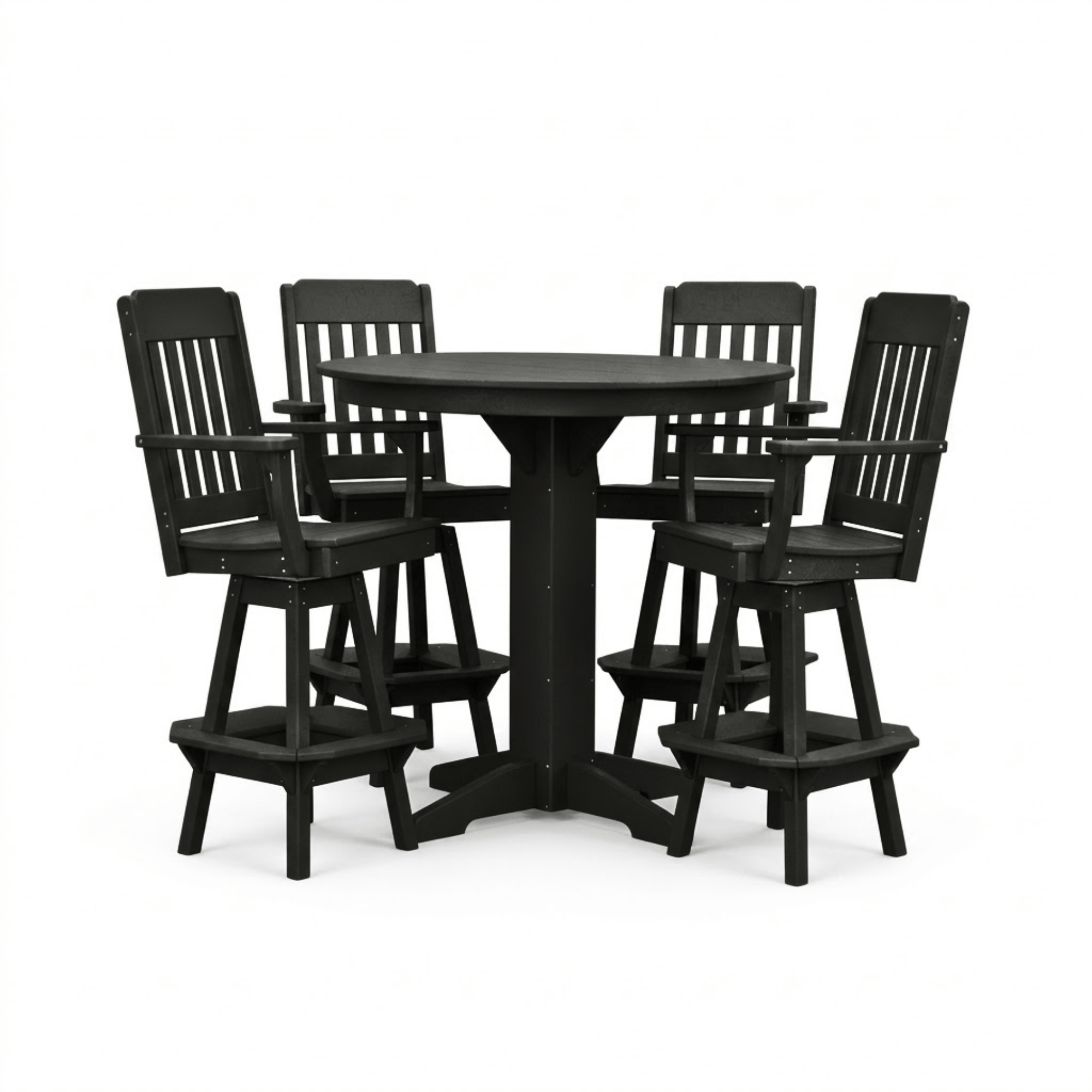 Keystone Amish Co. Traditional 5-Piece Bar Poly Dining Set with Round Table