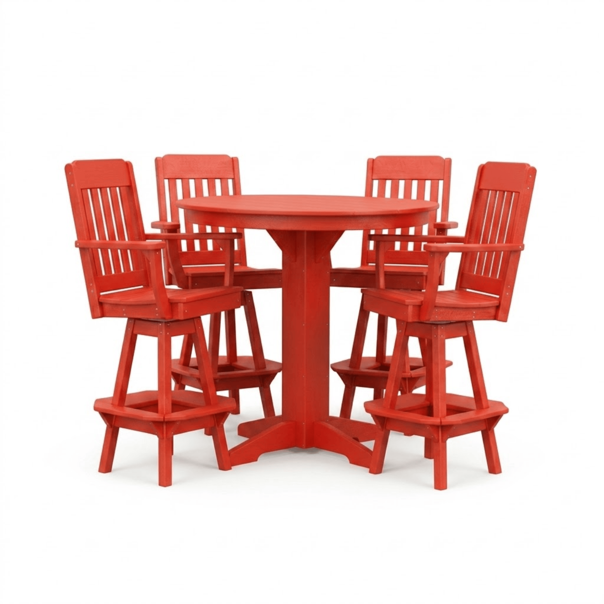 Keystone Amish Co. Traditional 5-Piece Bar Poly Dining Set with Round Table