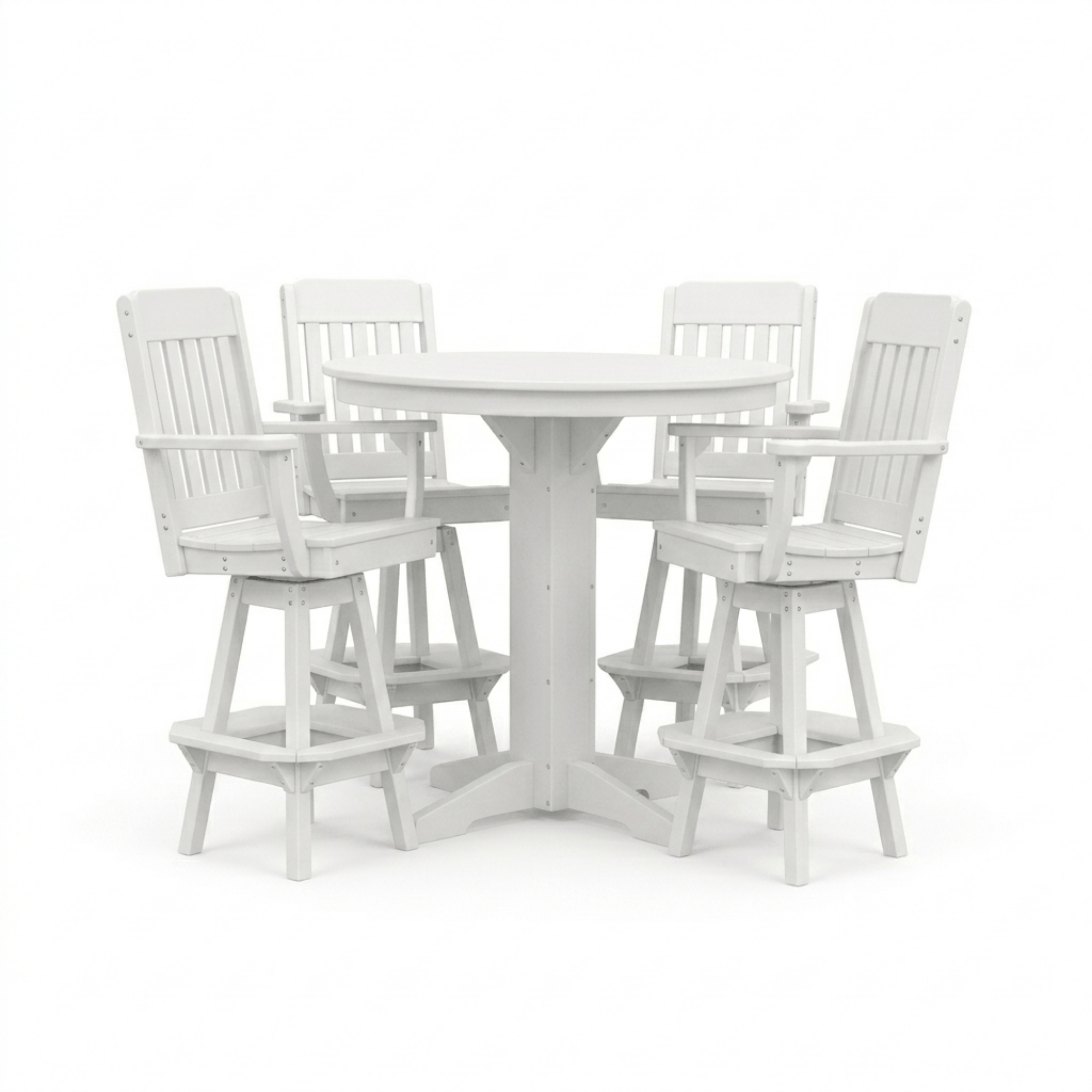 Keystone Amish Co. Traditional 5-Piece Bar Poly Dining Set with Round Table