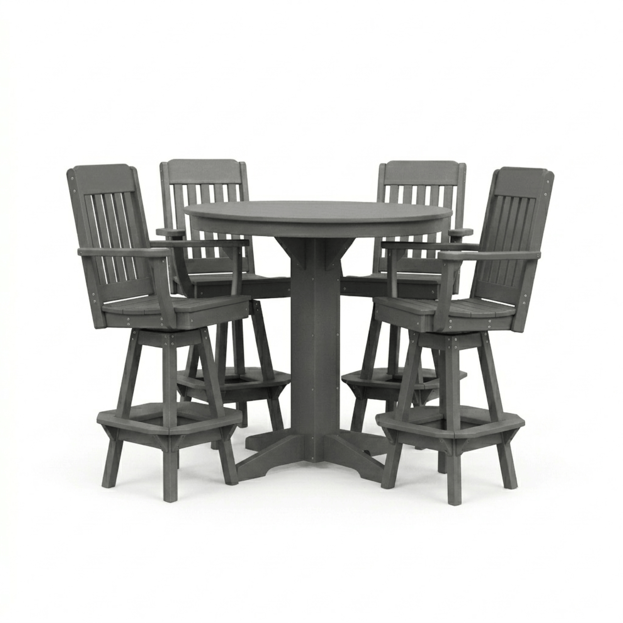 Keystone Amish Co. Traditional 5-Piece Bar Poly Dining Set with Round Table
