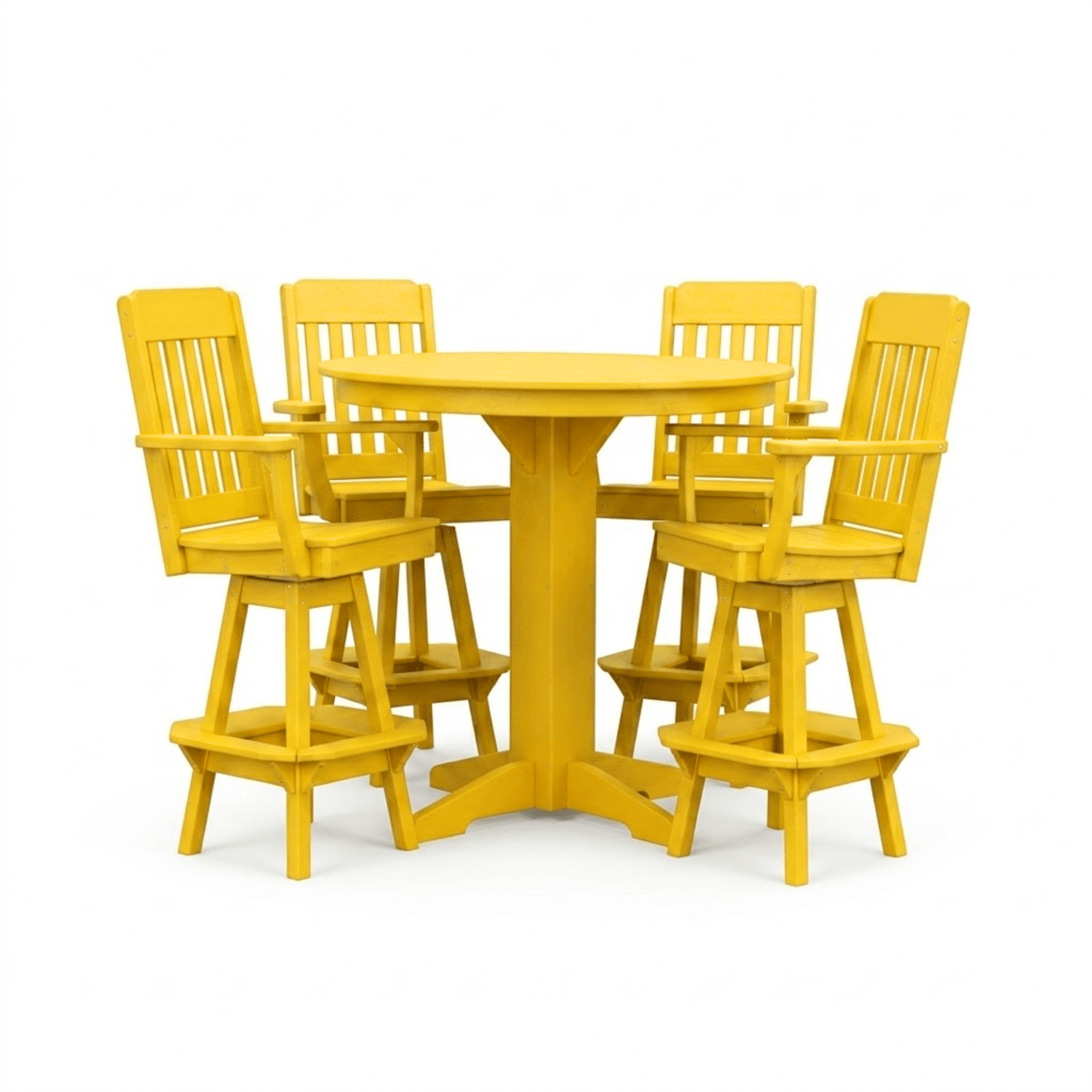 Keystone Amish Co. Traditional 5-Piece Bar Poly Dining Set with Round Table