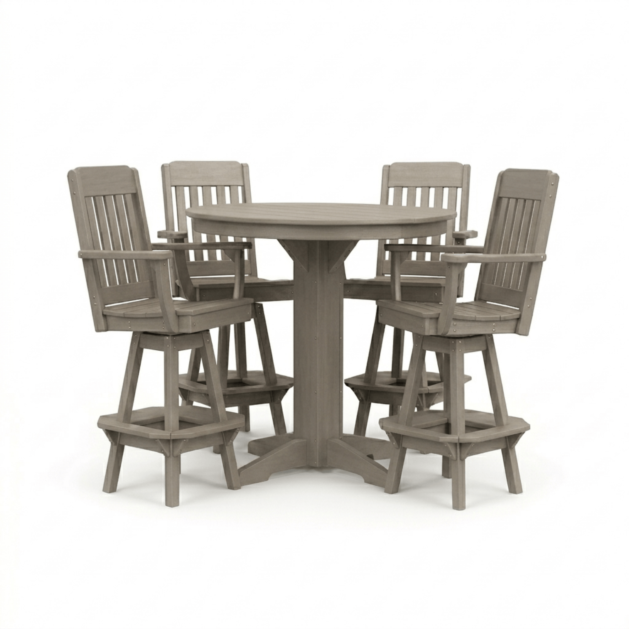 Keystone Amish Co. Traditional 5-Piece Bar Poly Dining Set with Round Table