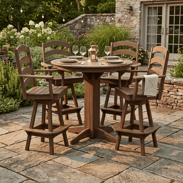 Keystone Amish Co. Poly Composite Josie 5-Piece Bar Dining Set with Round Table