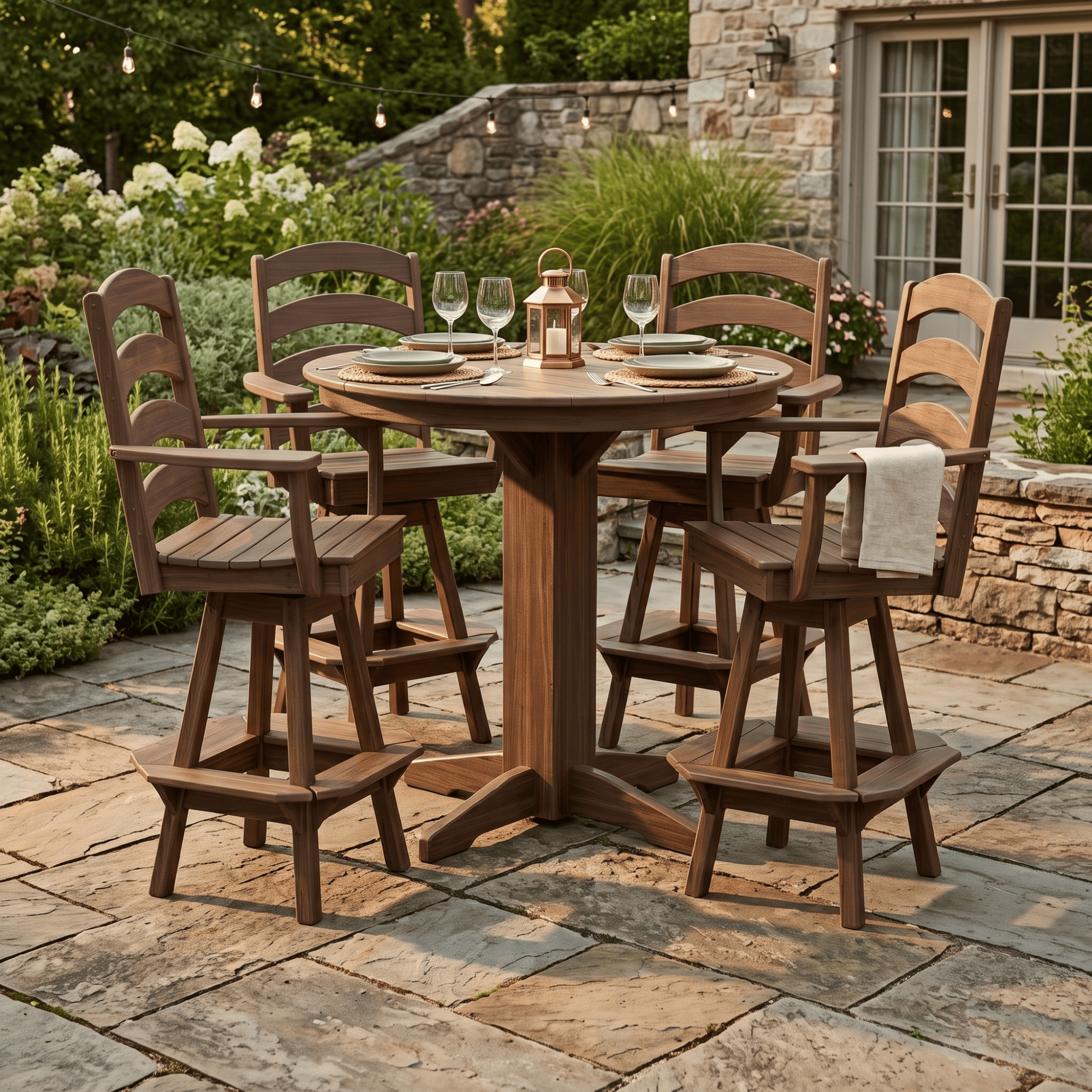 Keystone Amish Co. Poly Composite Josie 5-Piece Bar Dining Set with Round Table